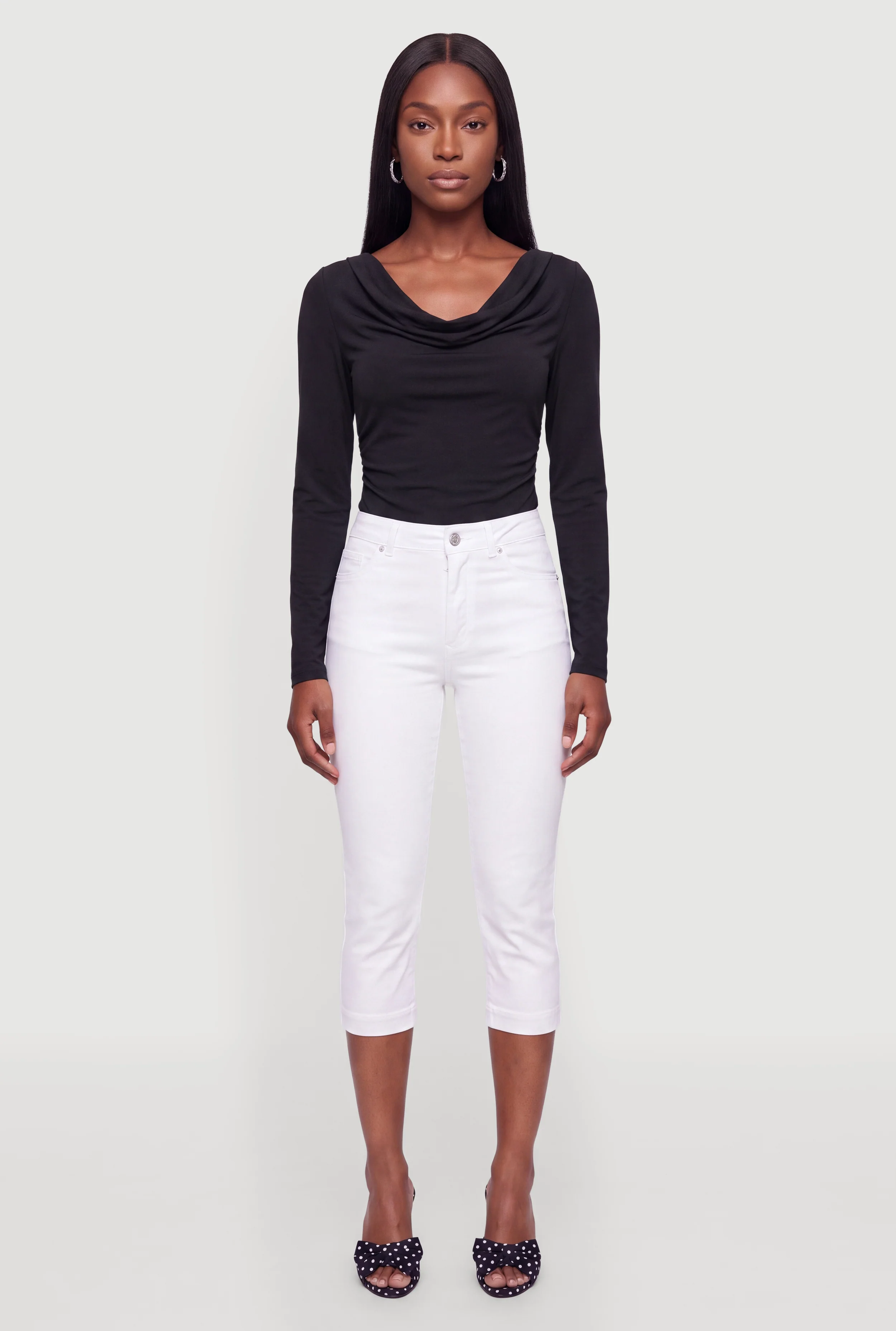Cowl Neck Side Ruched Long Sleeve Blouse