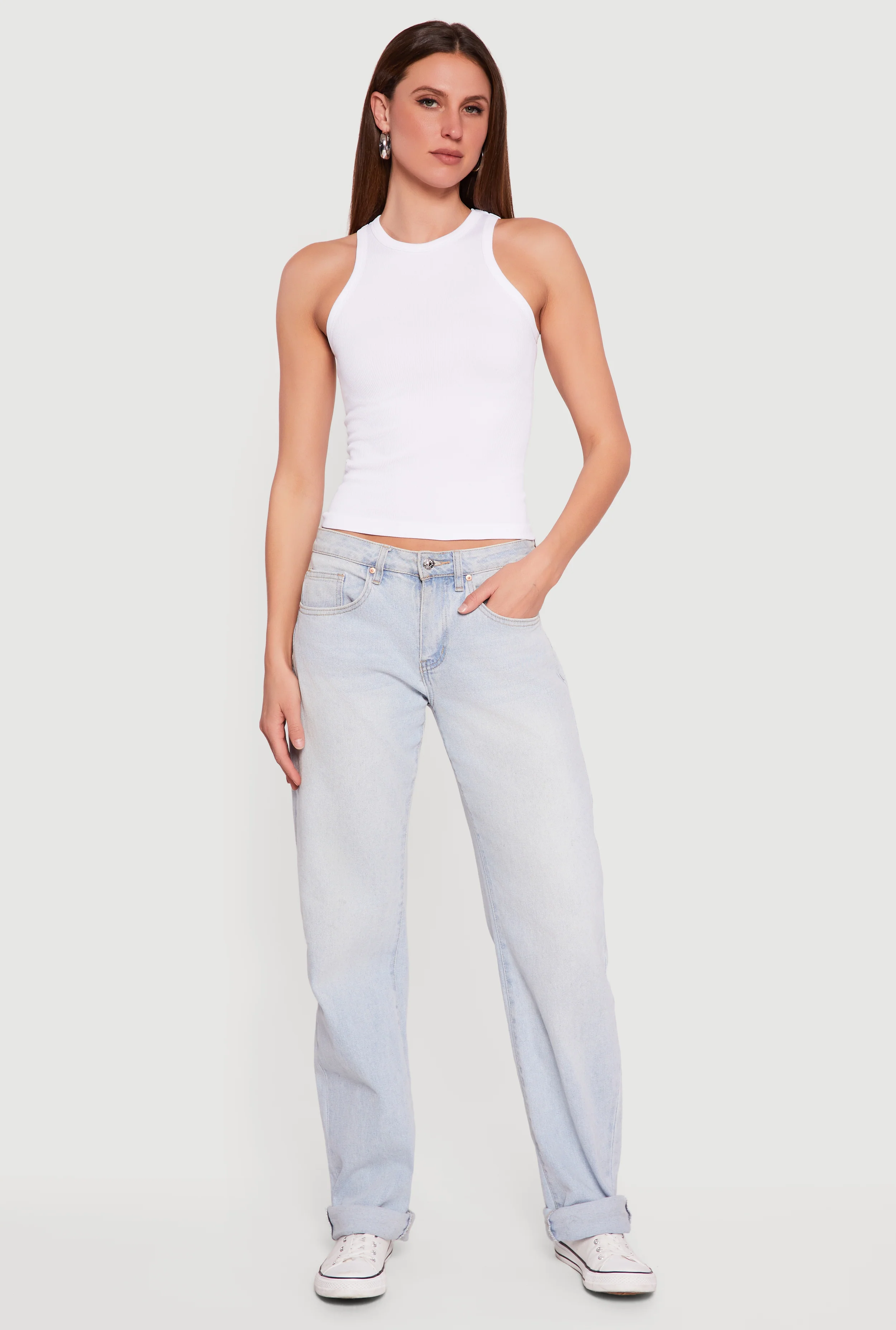 Seamless Rib Knit Cropped Racerback Tank Top