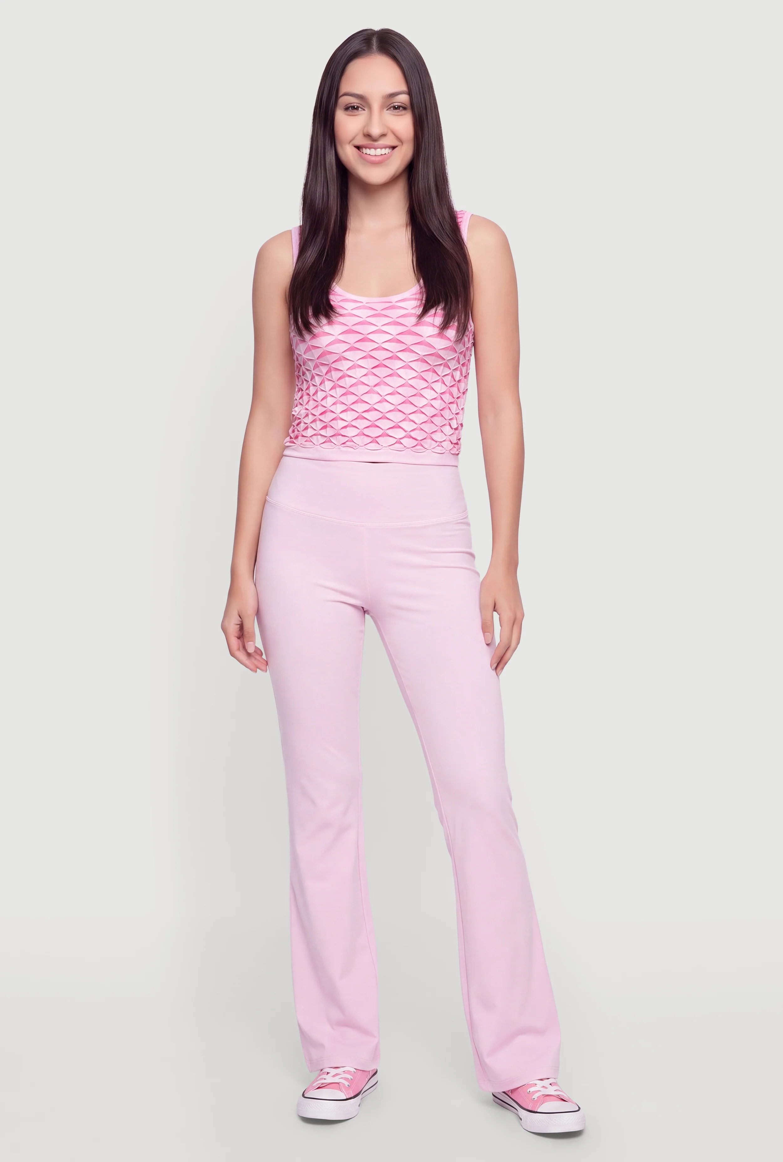 Patterned Scoop Neck Crop Tank Top