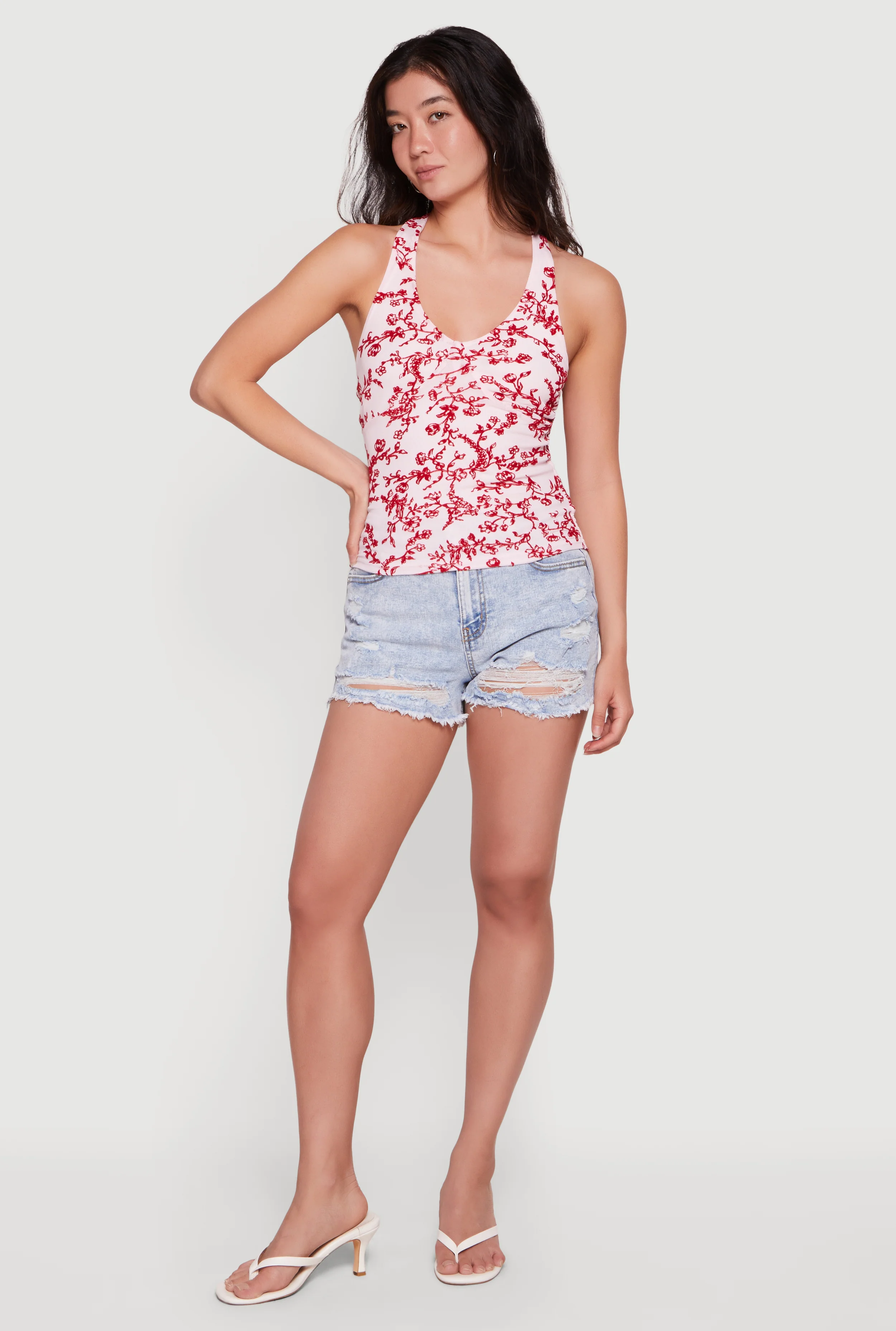 Printed Pattern Tie Back Halter Neck Blouse