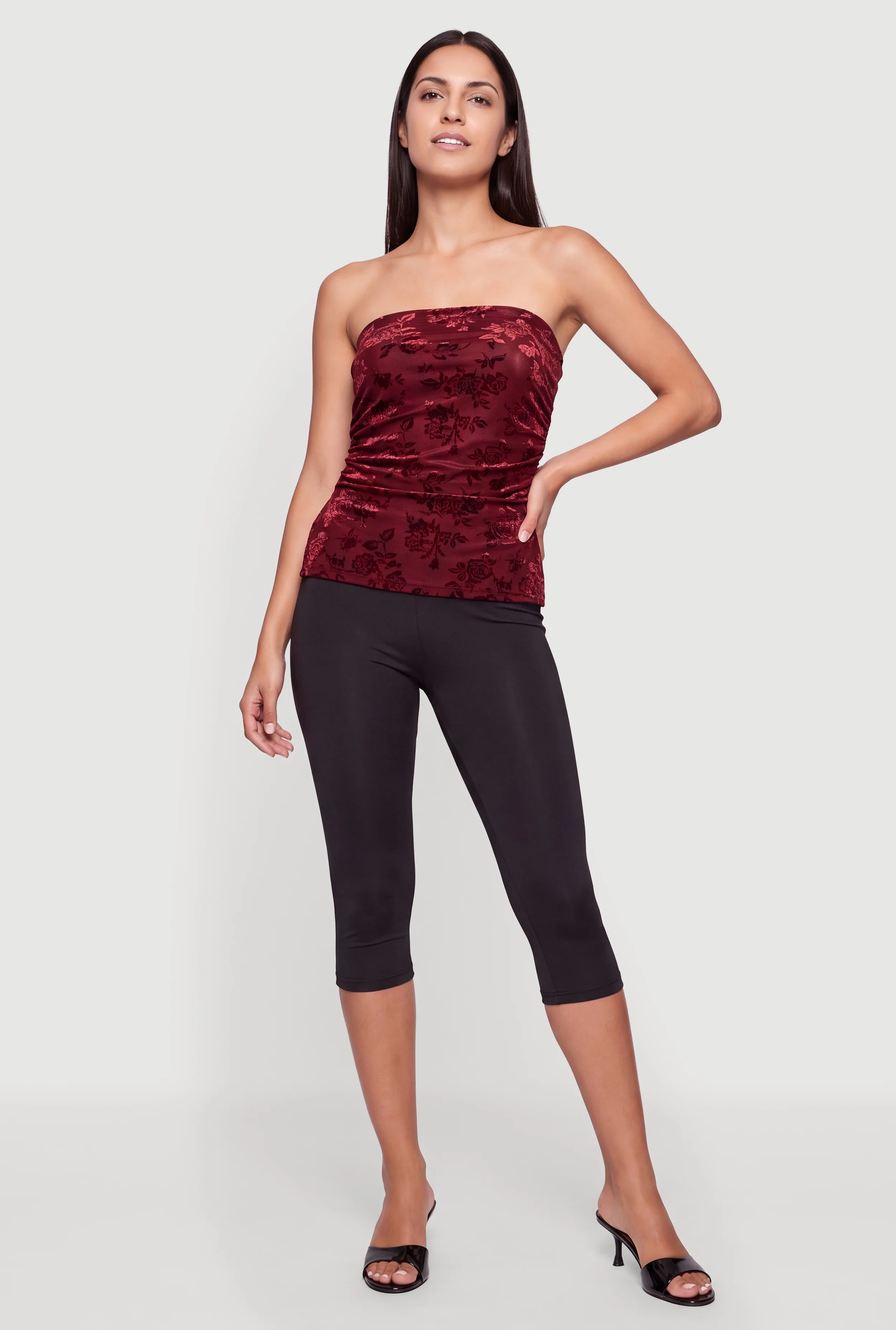 Velvet Burnout Floral Tube Top