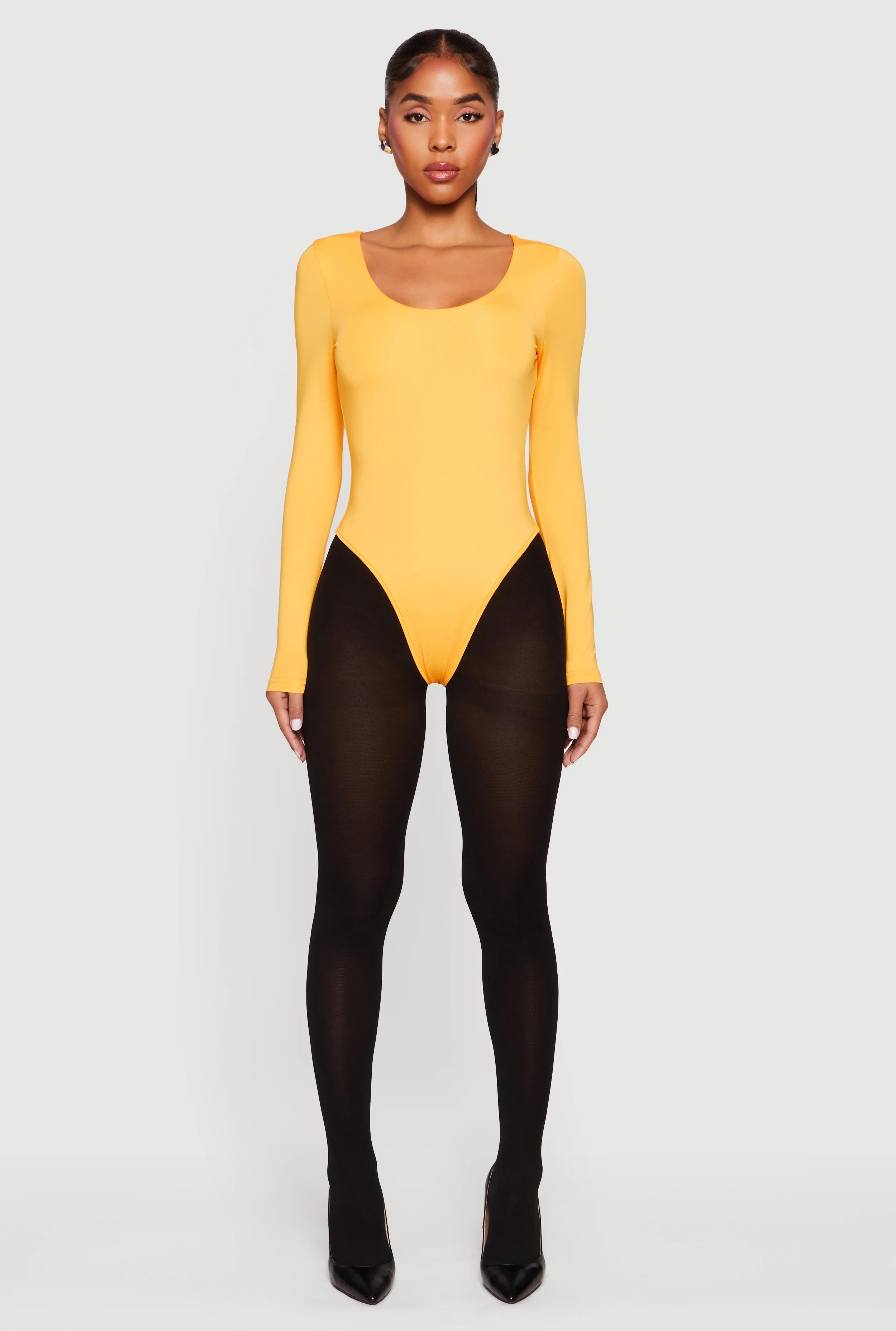 Solid Long Sleeve Scoop Neck Bodysuit