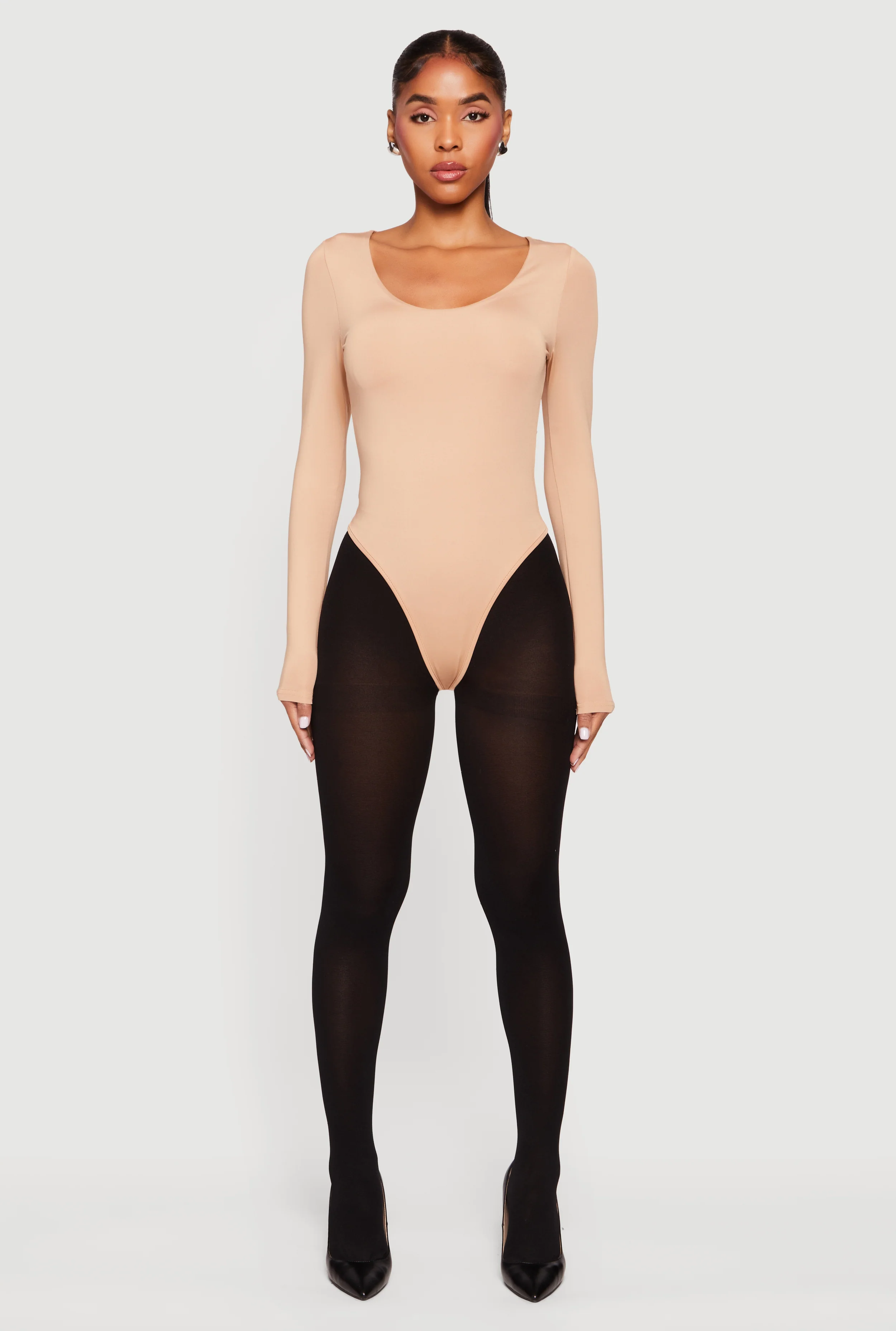 Solid Long Sleeve Scoop Neck Bodysuit