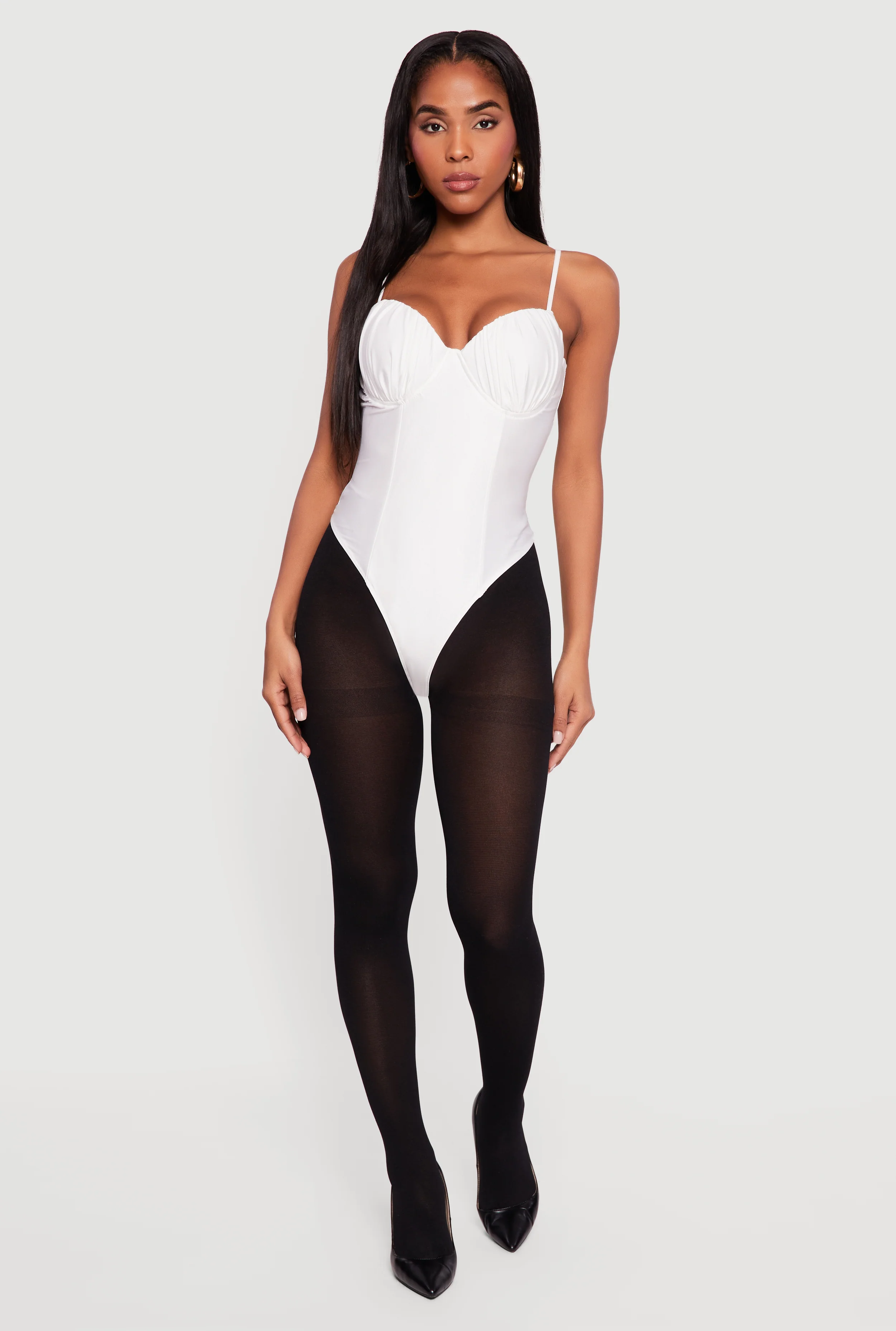 Solid Ruched Corset Bodysuit
