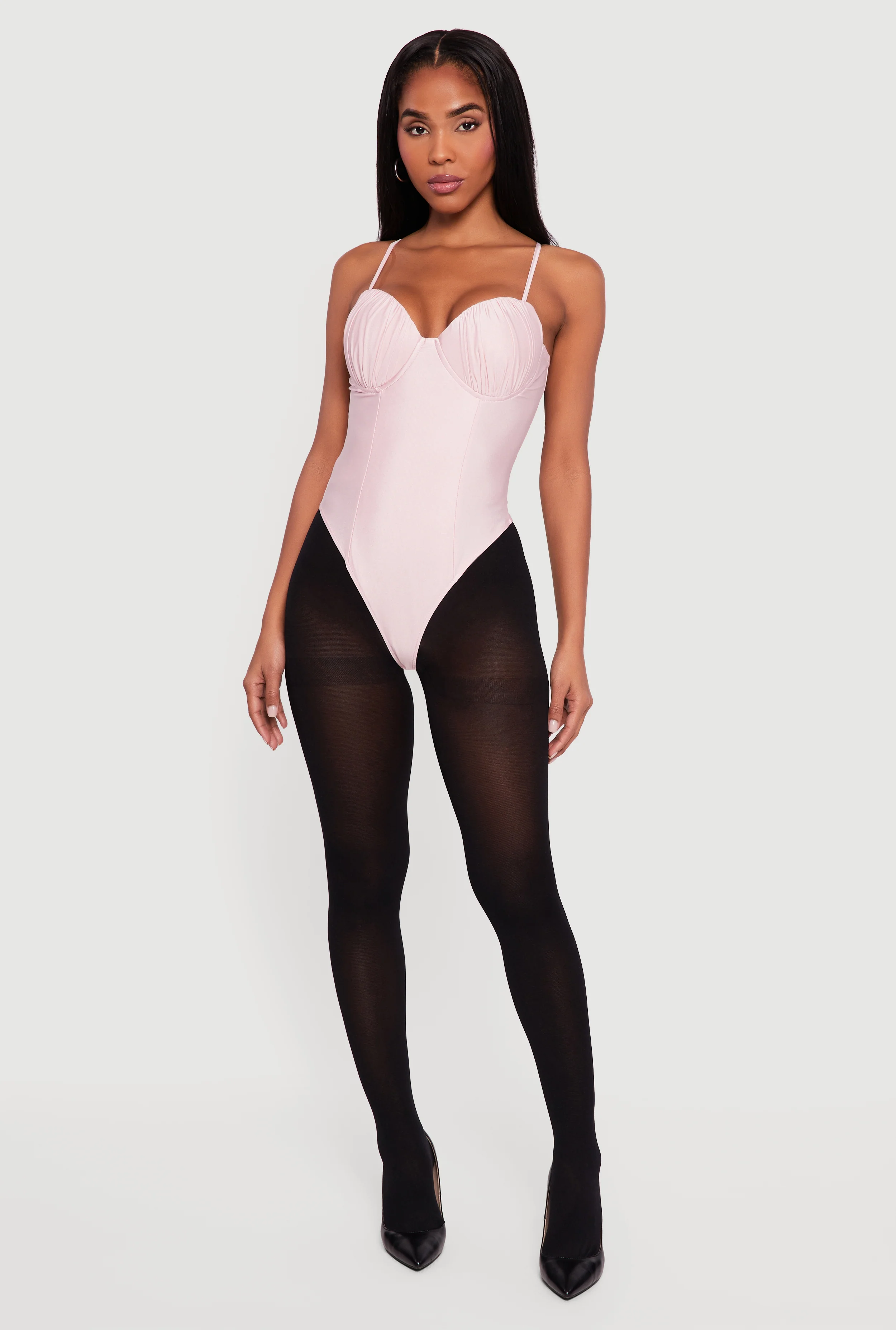 Solid Ruched Corset Bodysuit