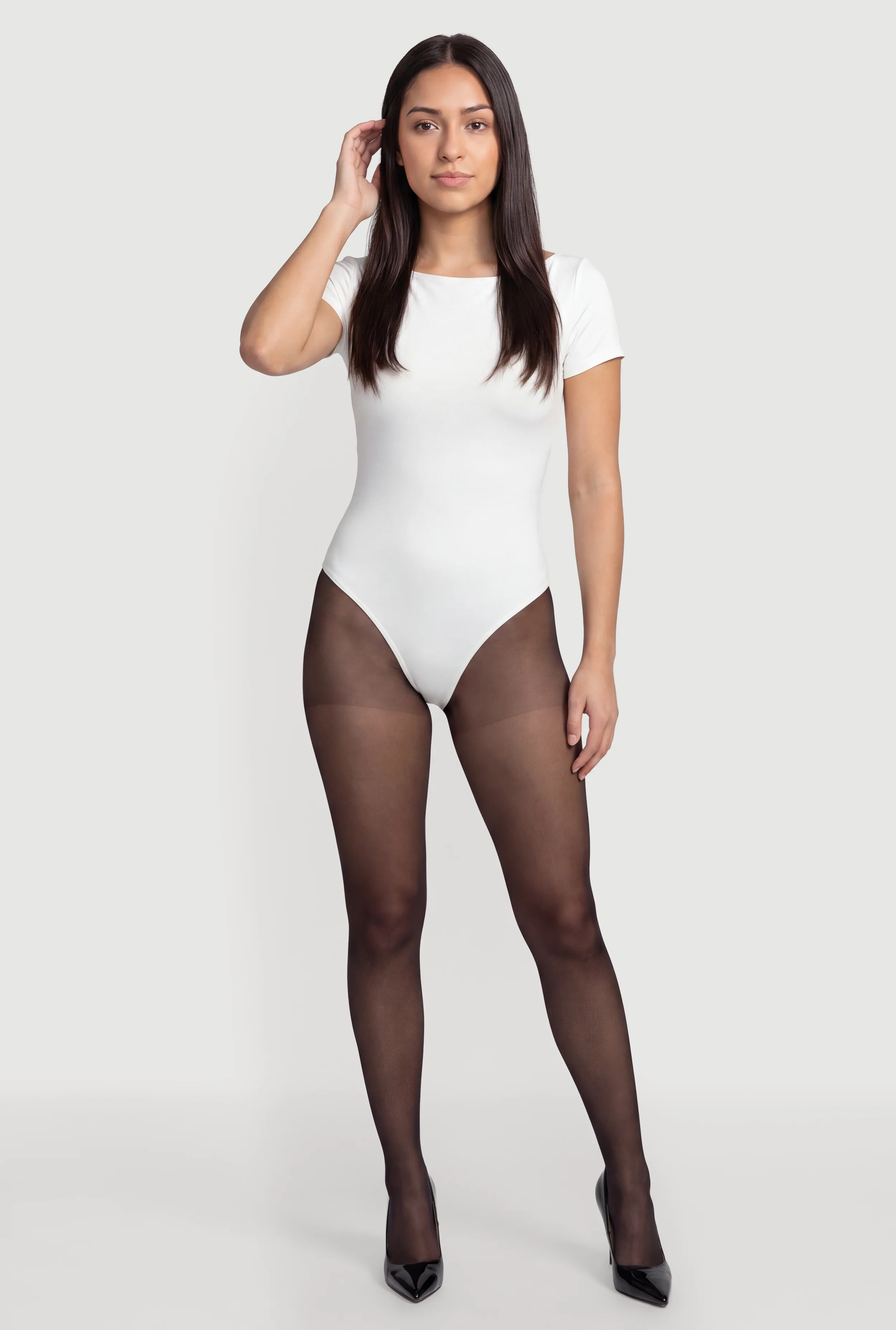 Solid Crew Neck Short Sleeve Bodysuit