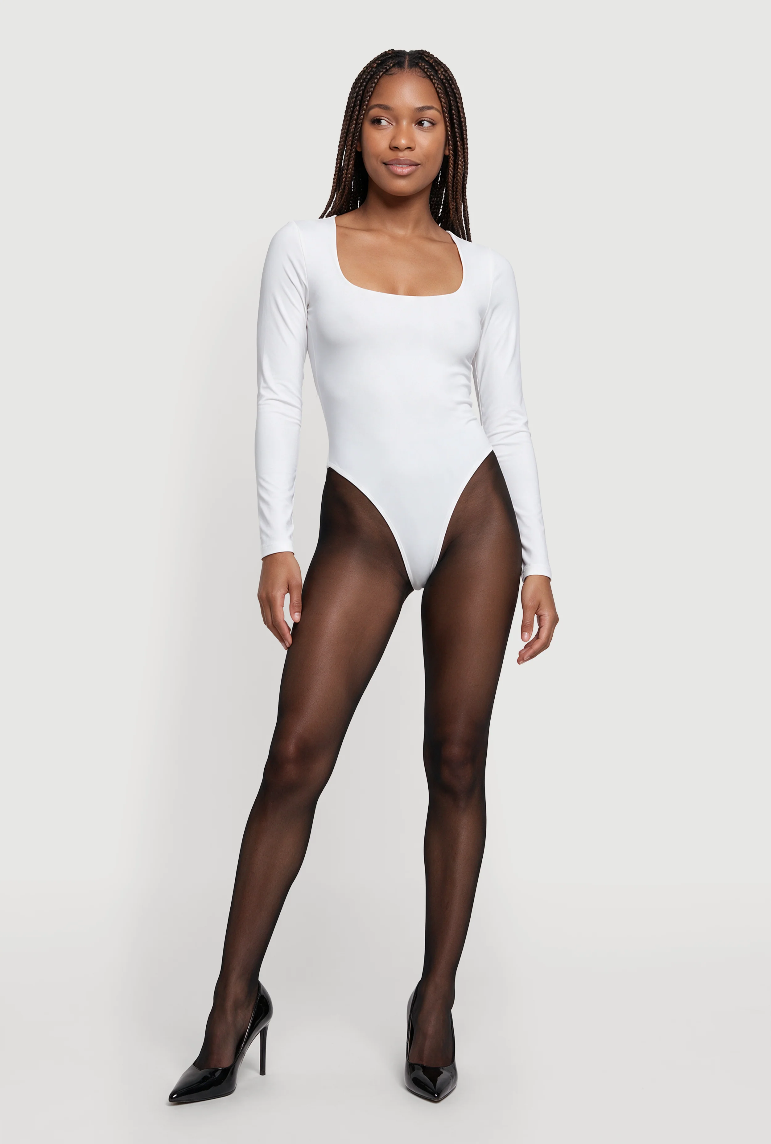 Long Sleeve Solid Scoop Neck Bodysuit