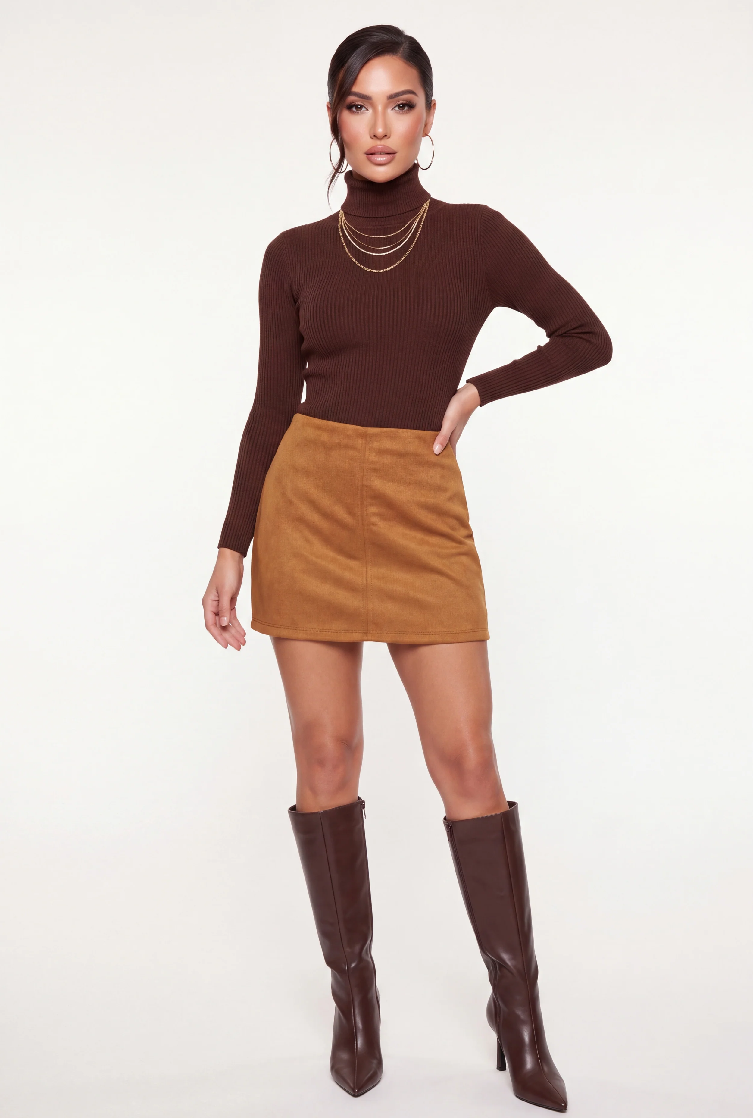 Faux Suede High Waisted Mini Skirt