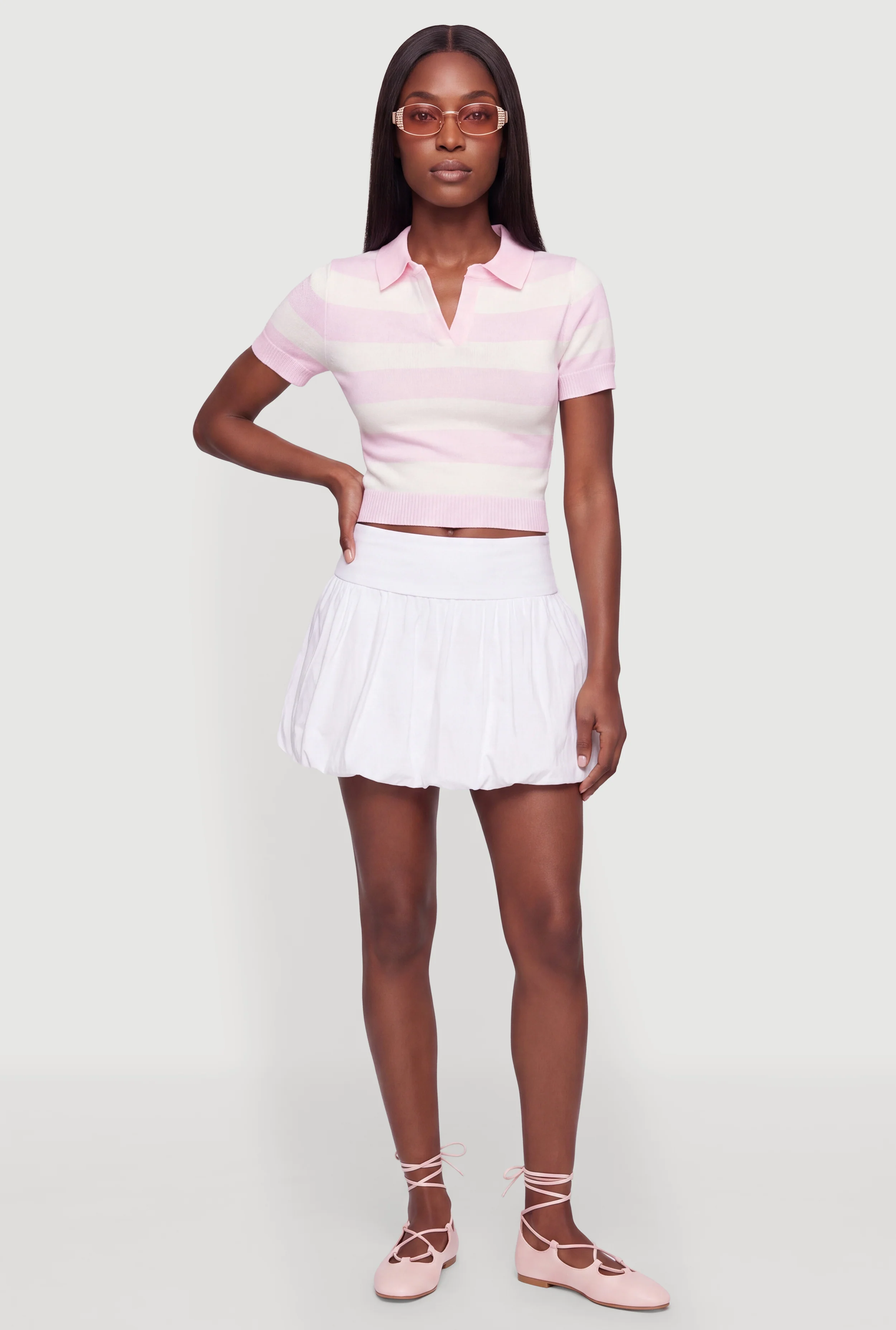 Drop Waist Bubble Hem Mini Skirt
