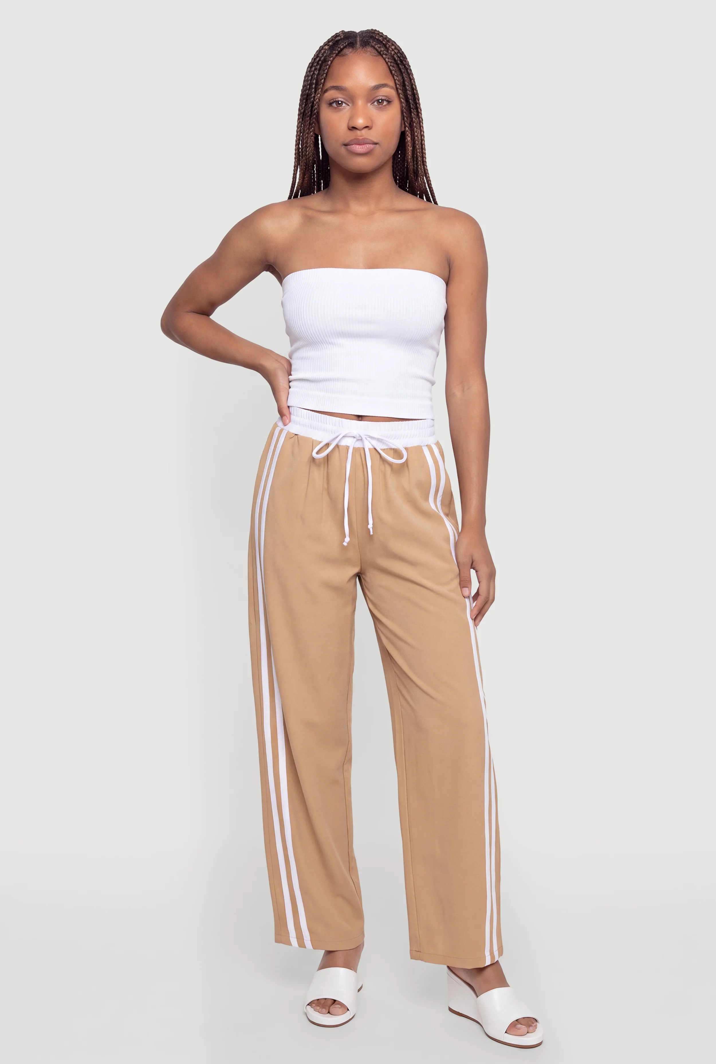 Varsity Stripe Detail Drawstring Pants