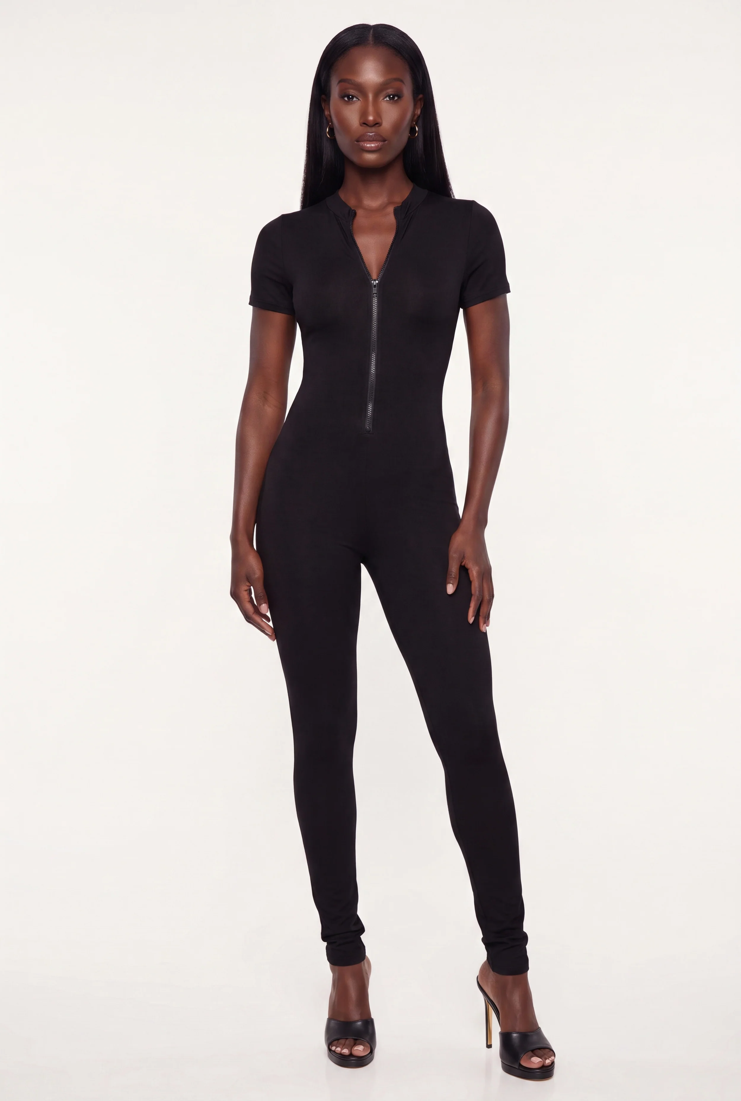 Zip Front Short Sleeve Catsuit