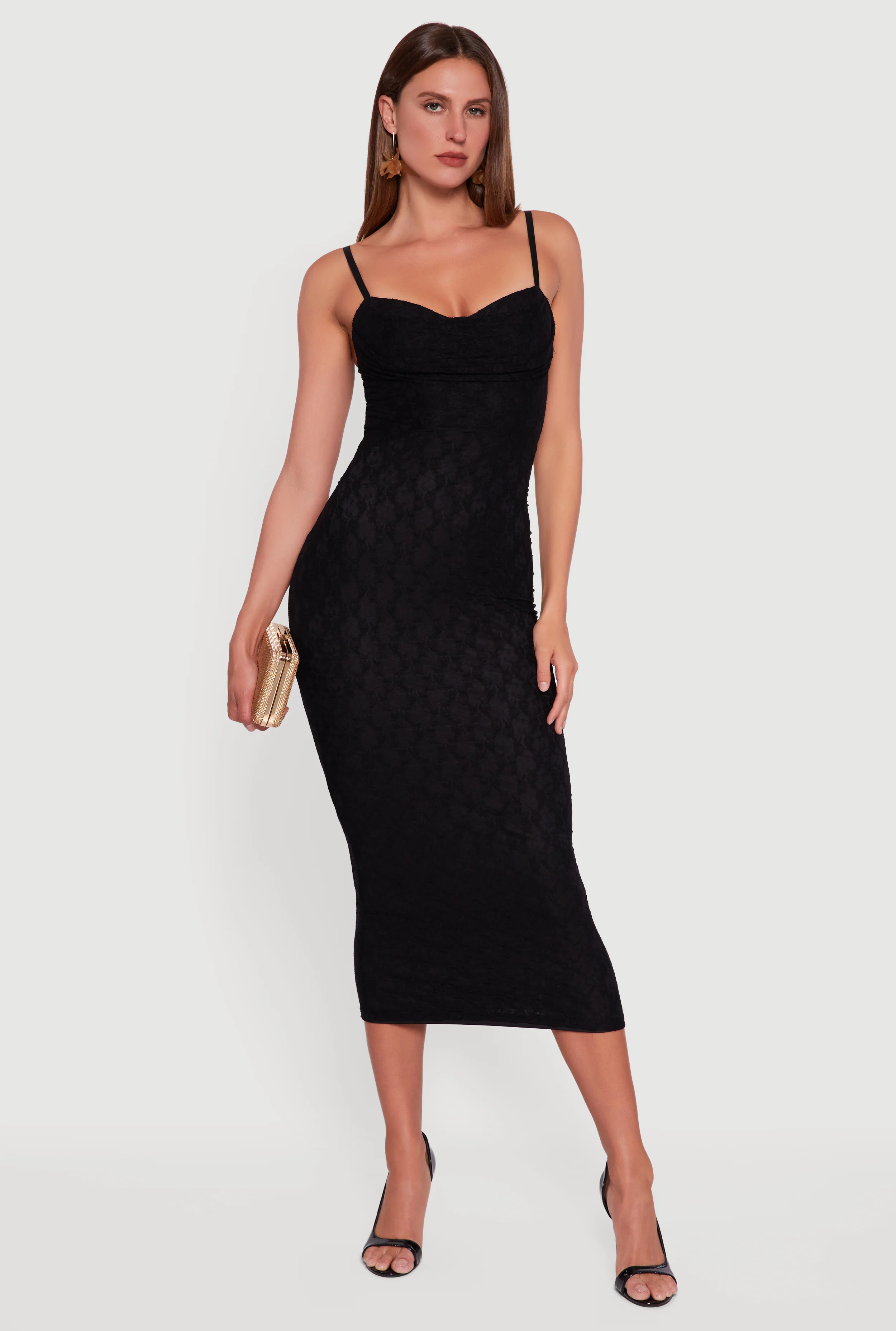 Floral Lace Sweetheart Cowl Neck Maxi Dress