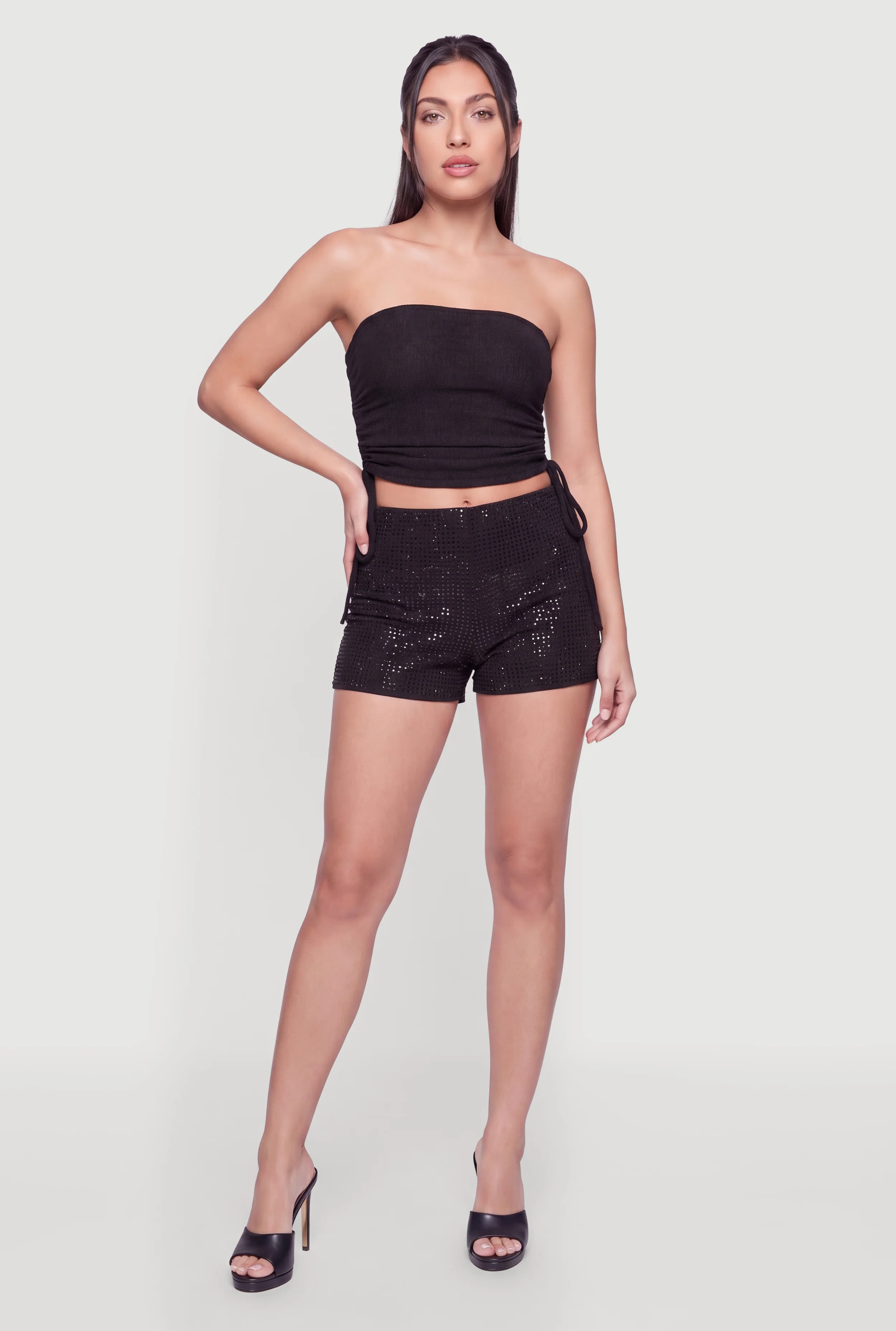 Rhinestone Studded Micro Shorts