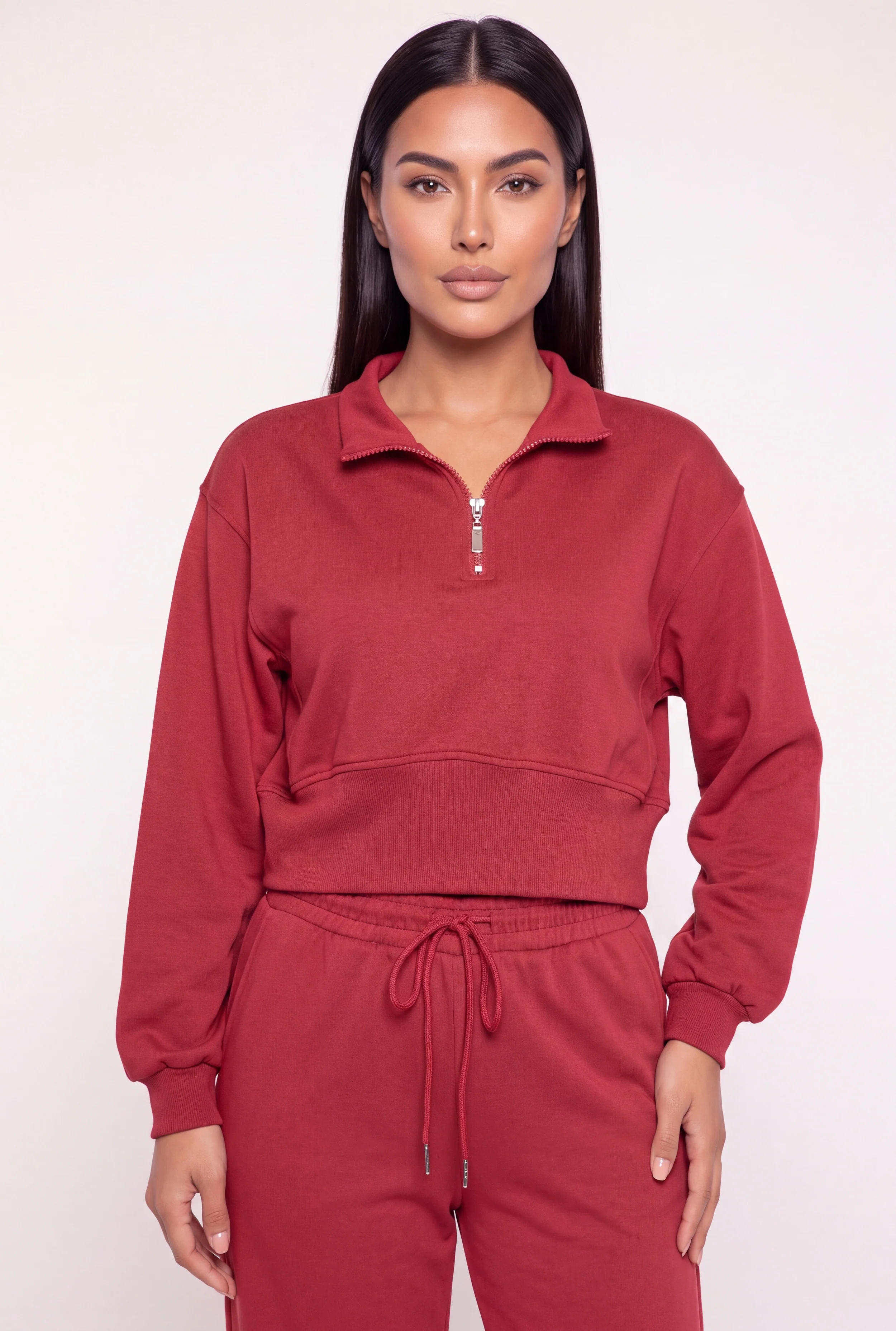 Long Sleeve Pullover Quarter Zip Top