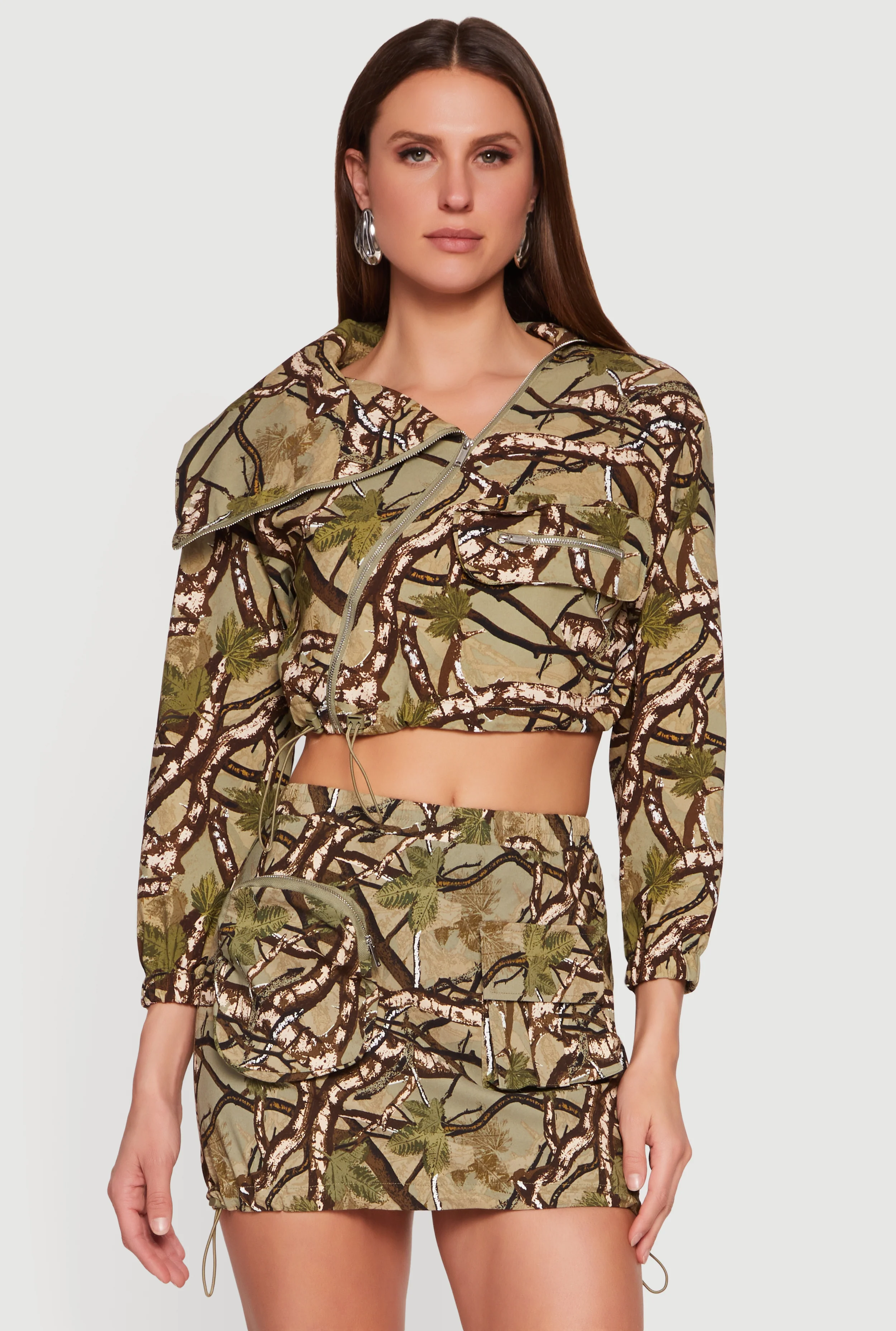 Asymmetrical Zip Front Cropped Jacket