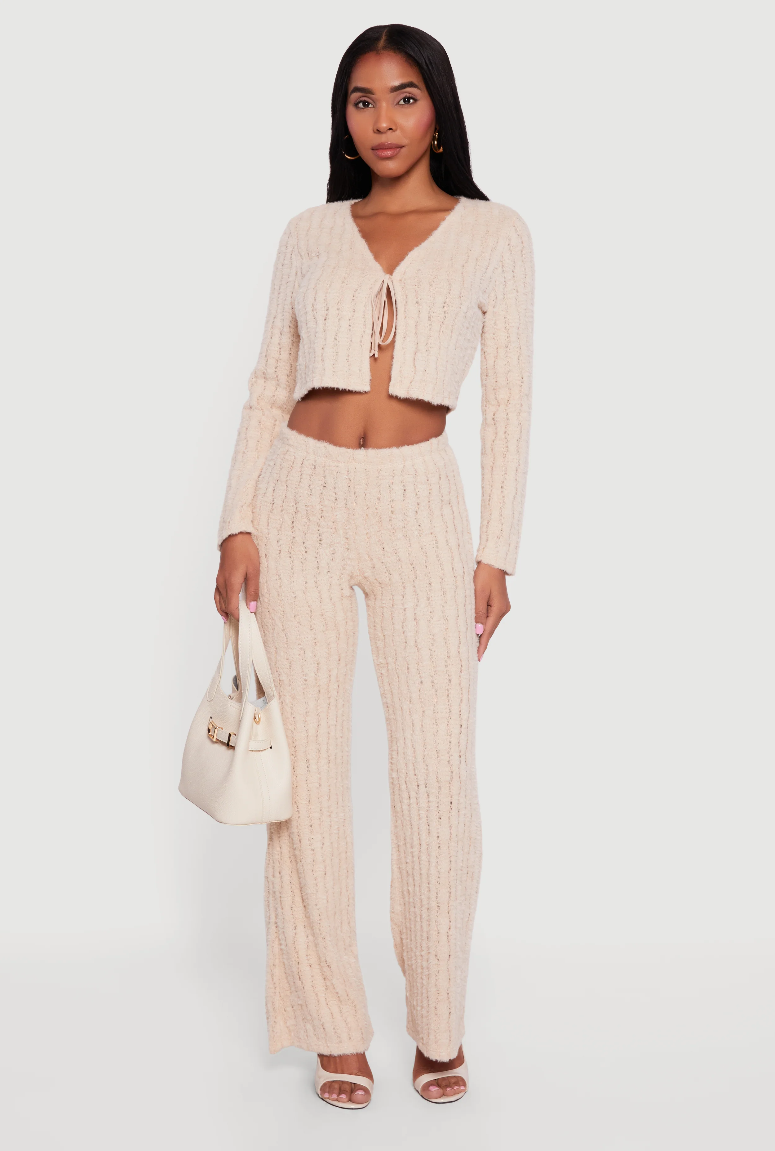 Eyelash Knit Pull On Straight Leg Pants