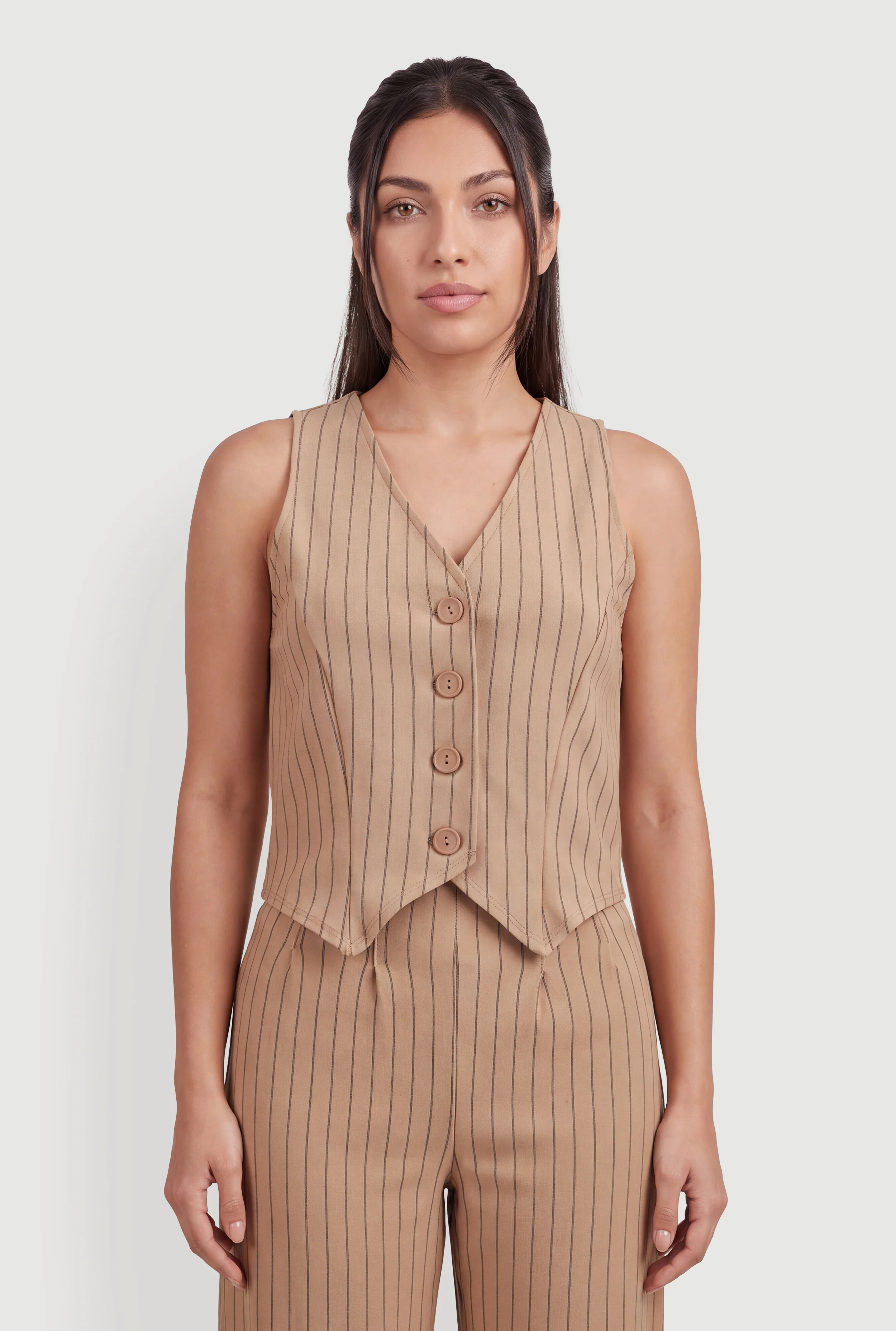 Pinstripe Button Front Waistcoat