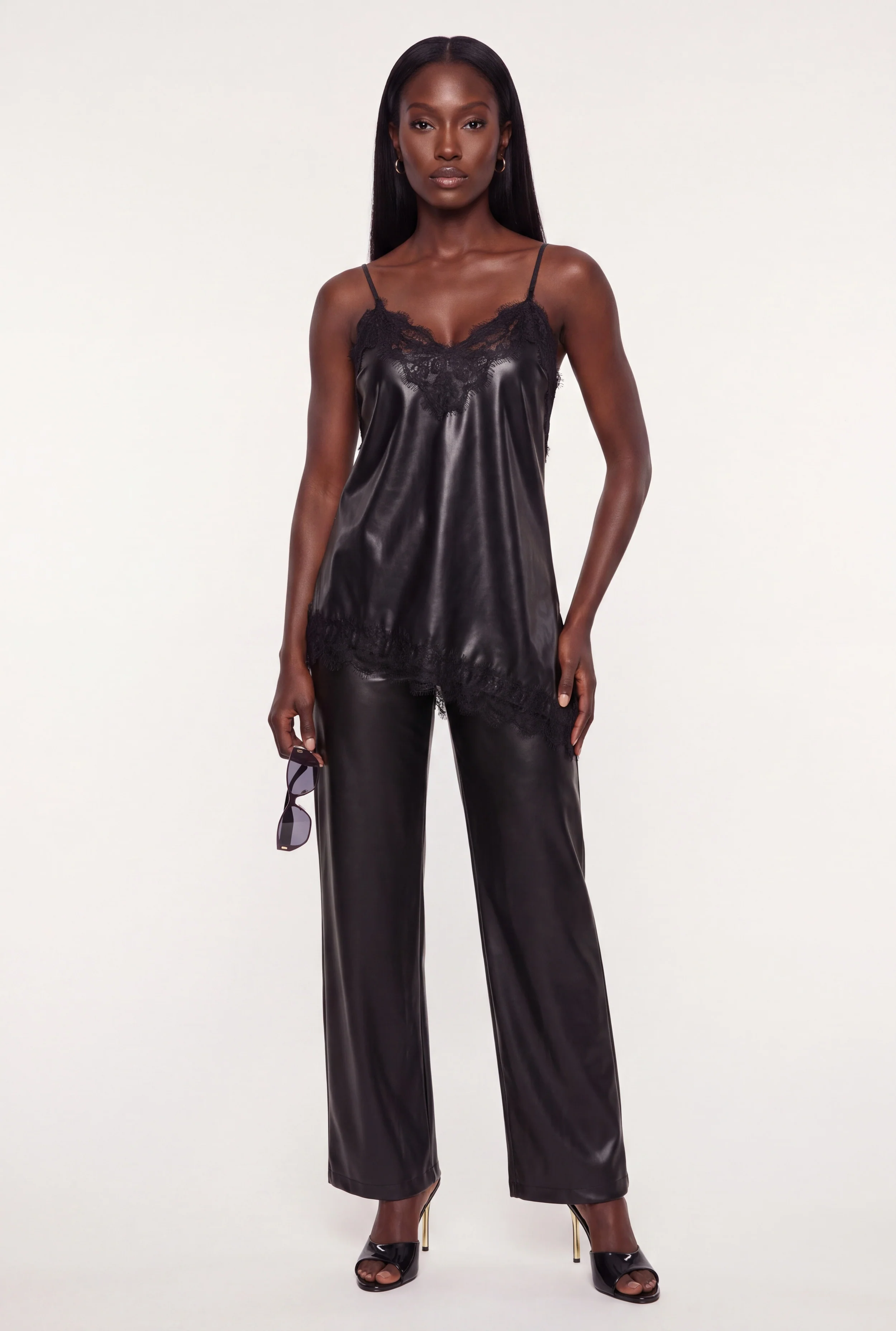 High Waist Faux Leather Wide Leg Pants