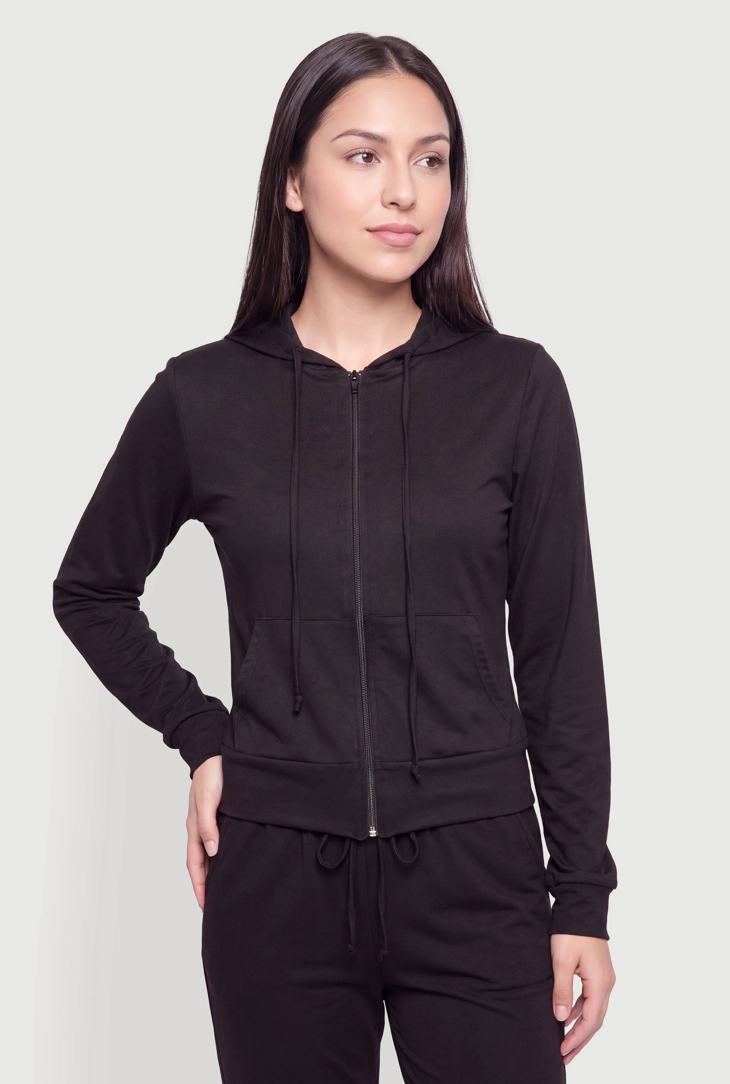 Long Sleeve Zip Front Hoodie