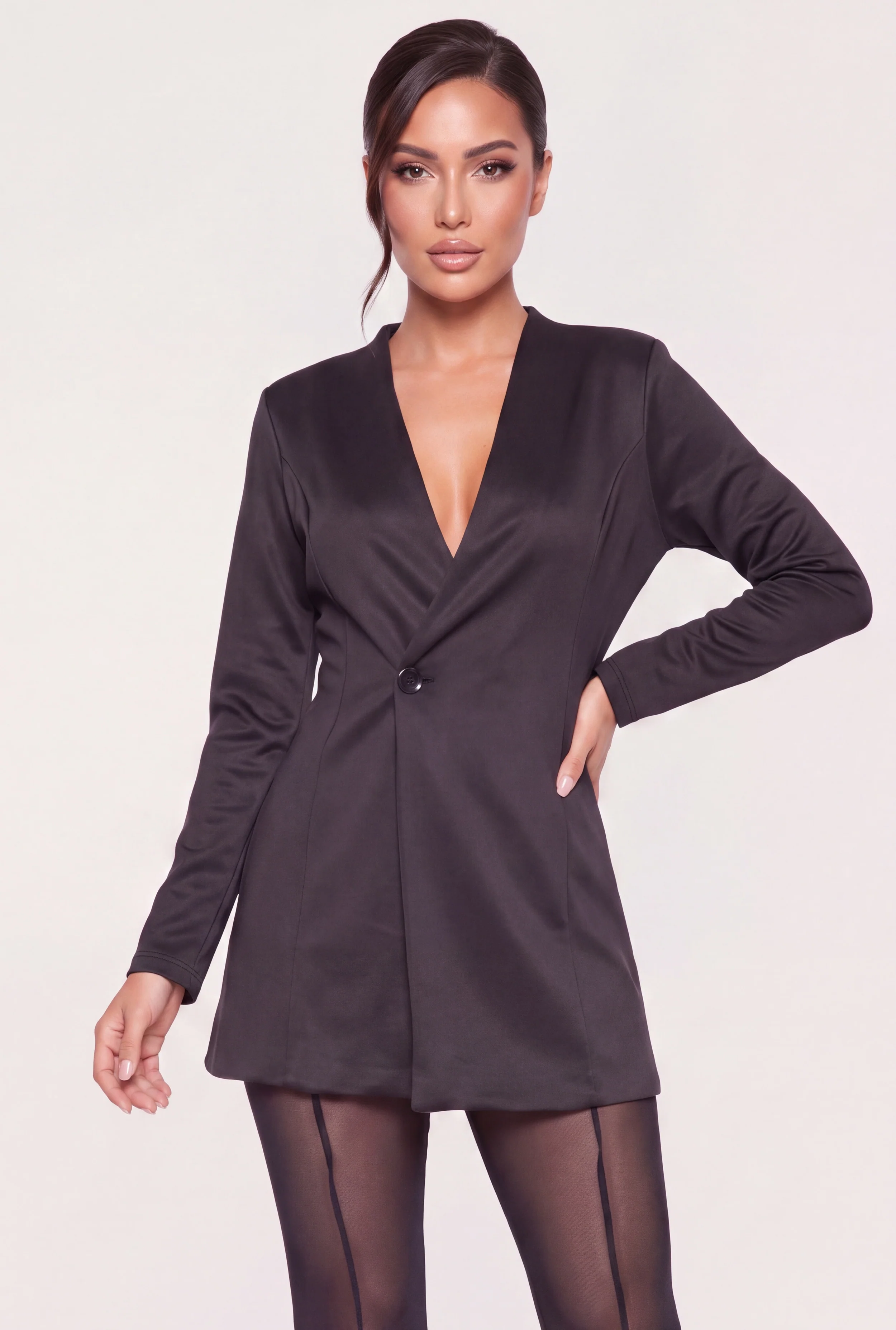 Oversized Pintuck Detail Blazer