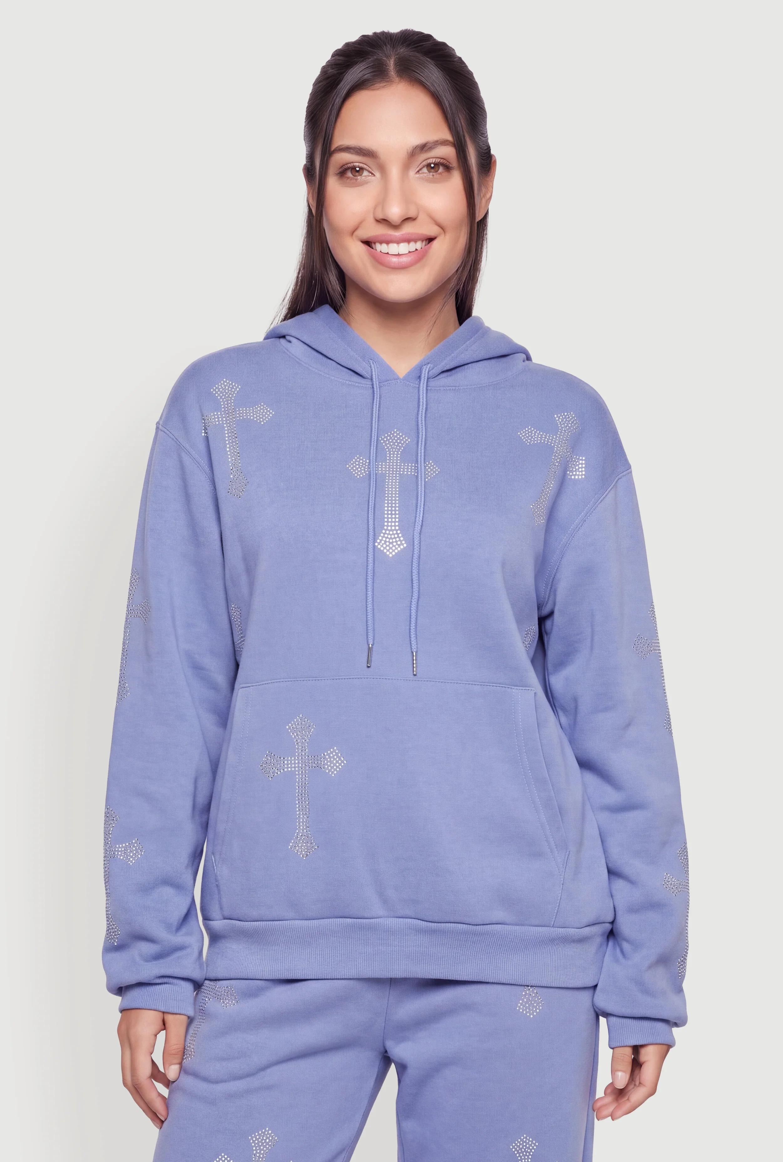 Rhinestone Cross Graphic Hoodie