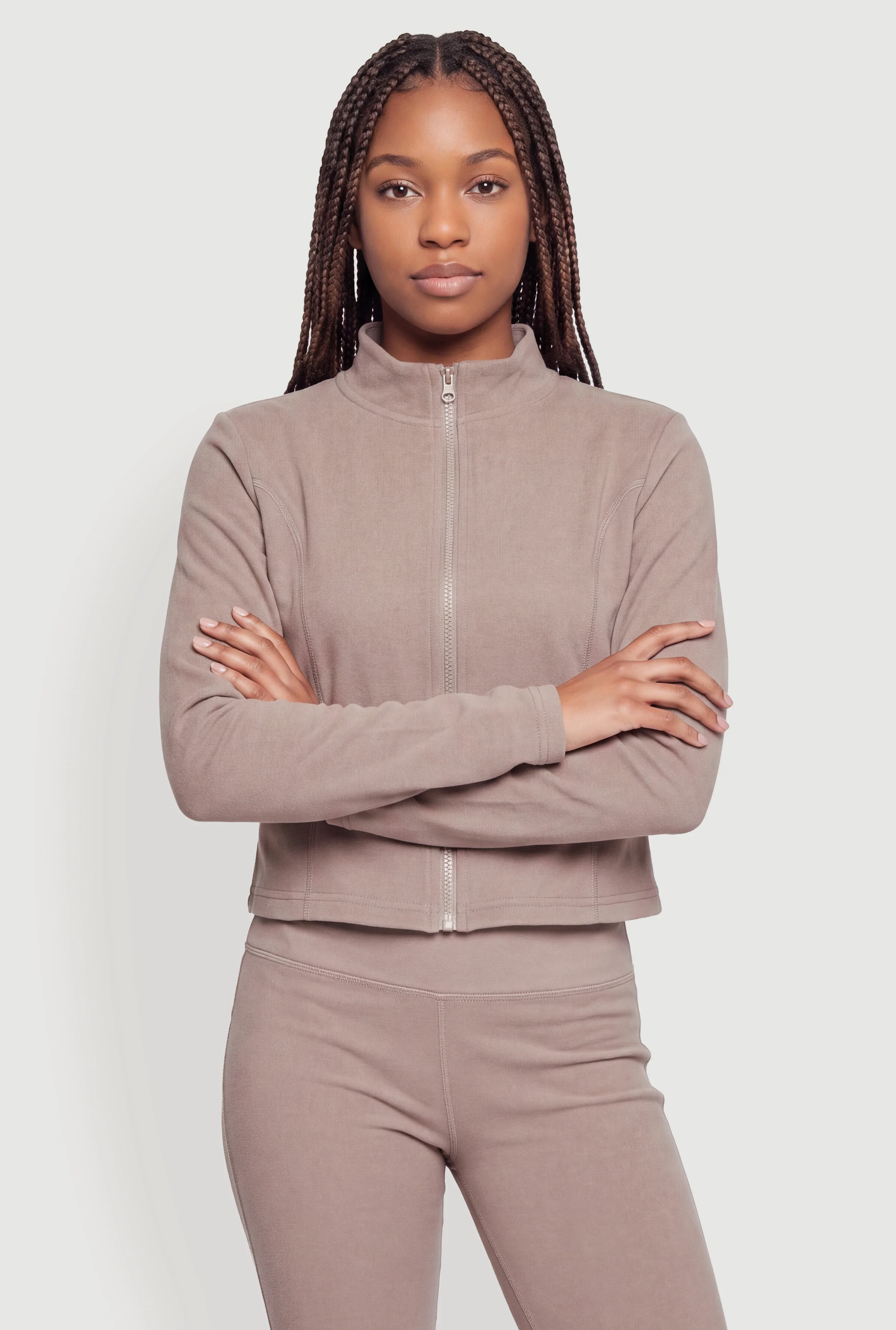 Fleece Lined Decorative Stitch Track Jacket