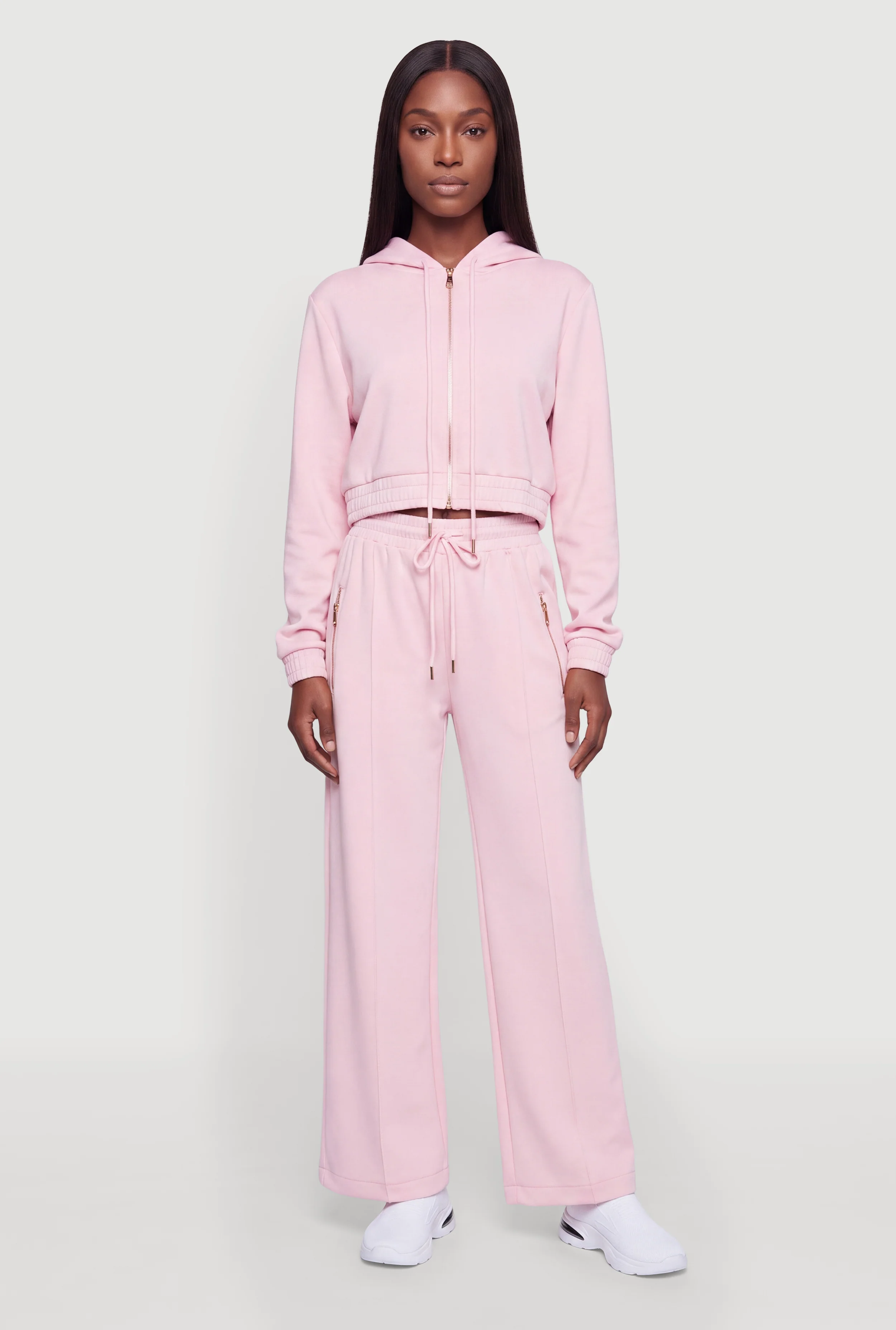 High Drawstring Waist Wide Leg Pants