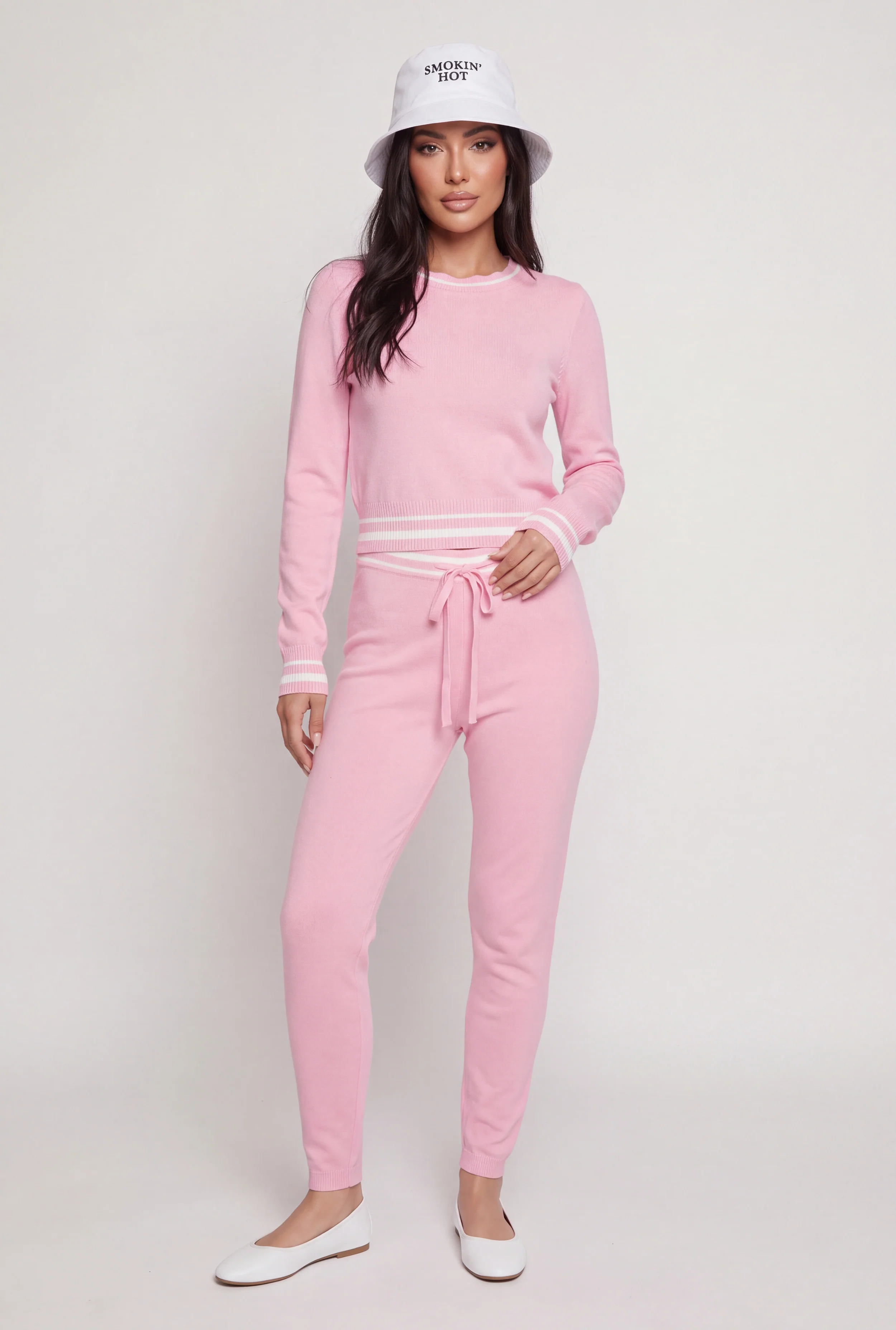 Contrast Trim Long Sleeve Crew Neck Sweater