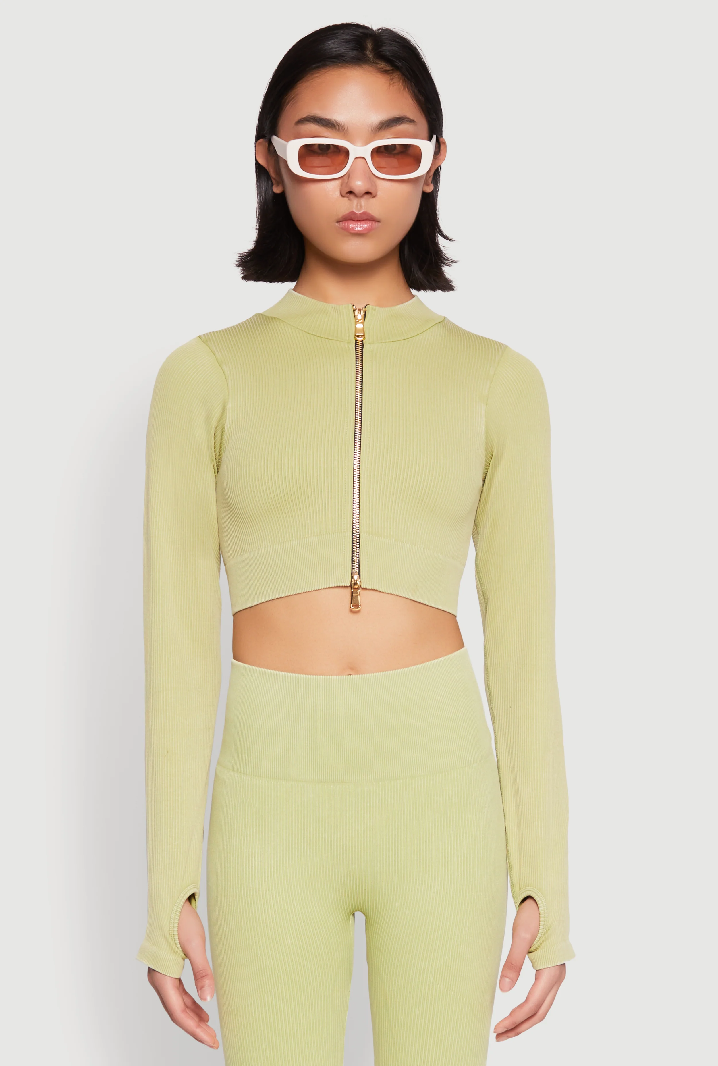 Daisy Ribbed Knit Cropped Track Jacket
