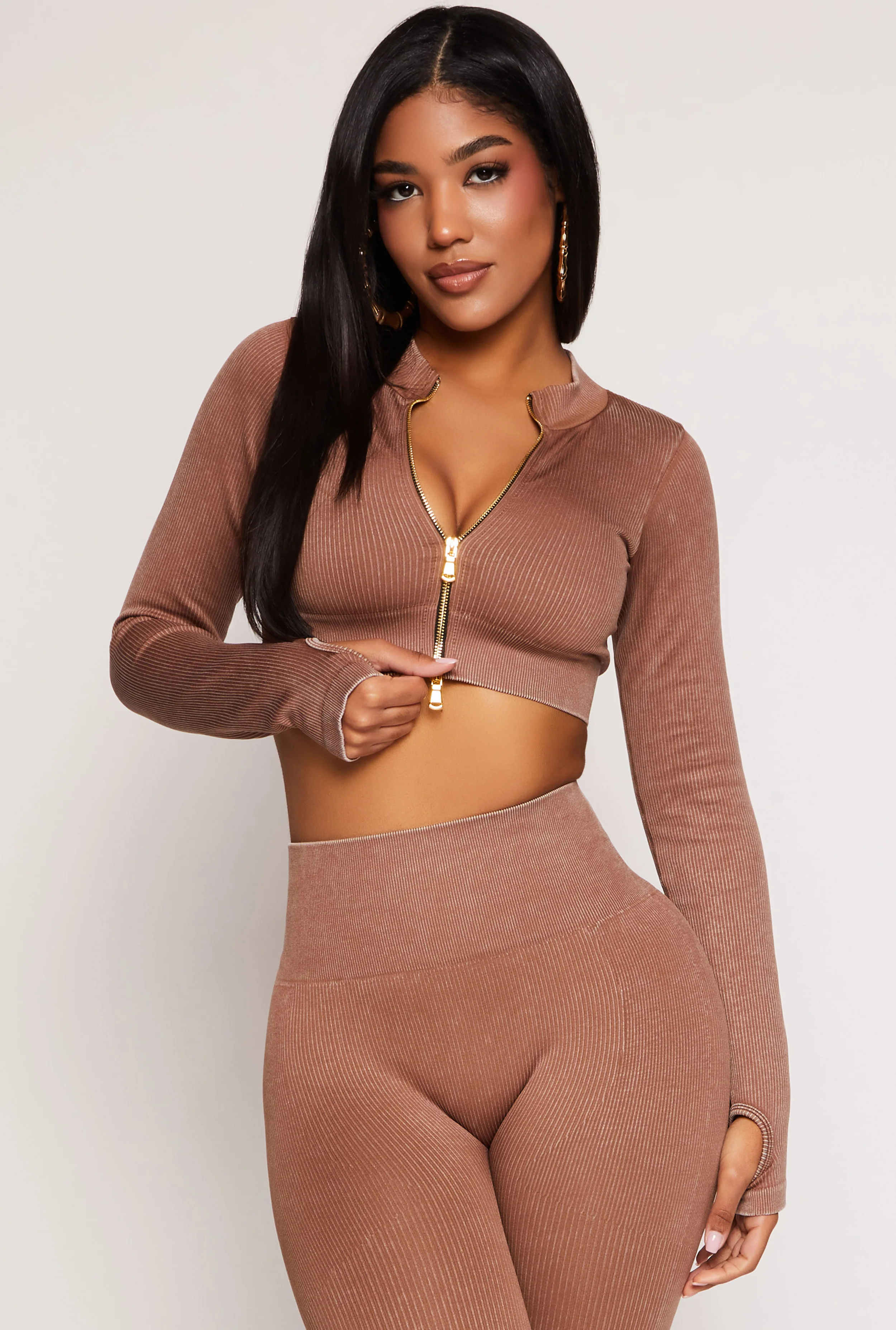 Daisy Ribbed Knit Cropped Track Jacket