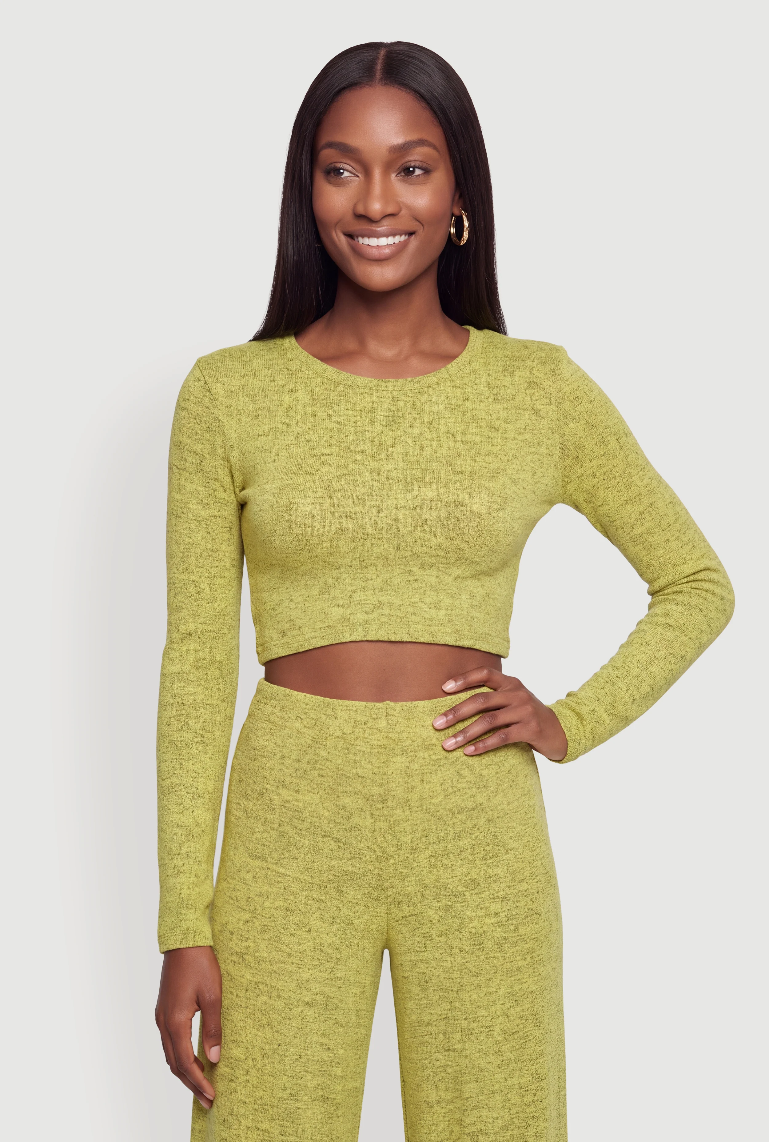 Crew Neck Long Sleeve Crop Top