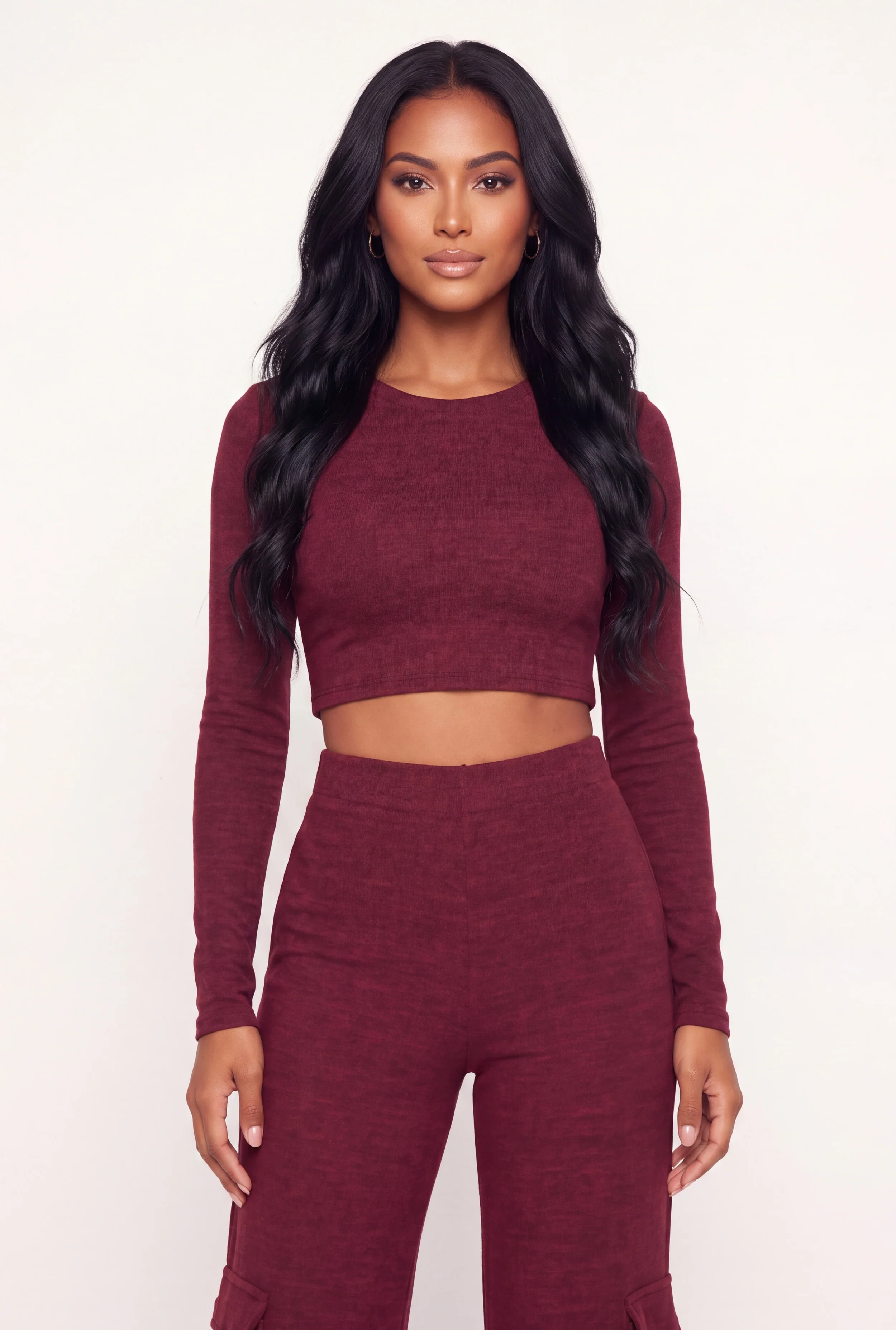 Long Sleeve Crew Neck Cropped Top