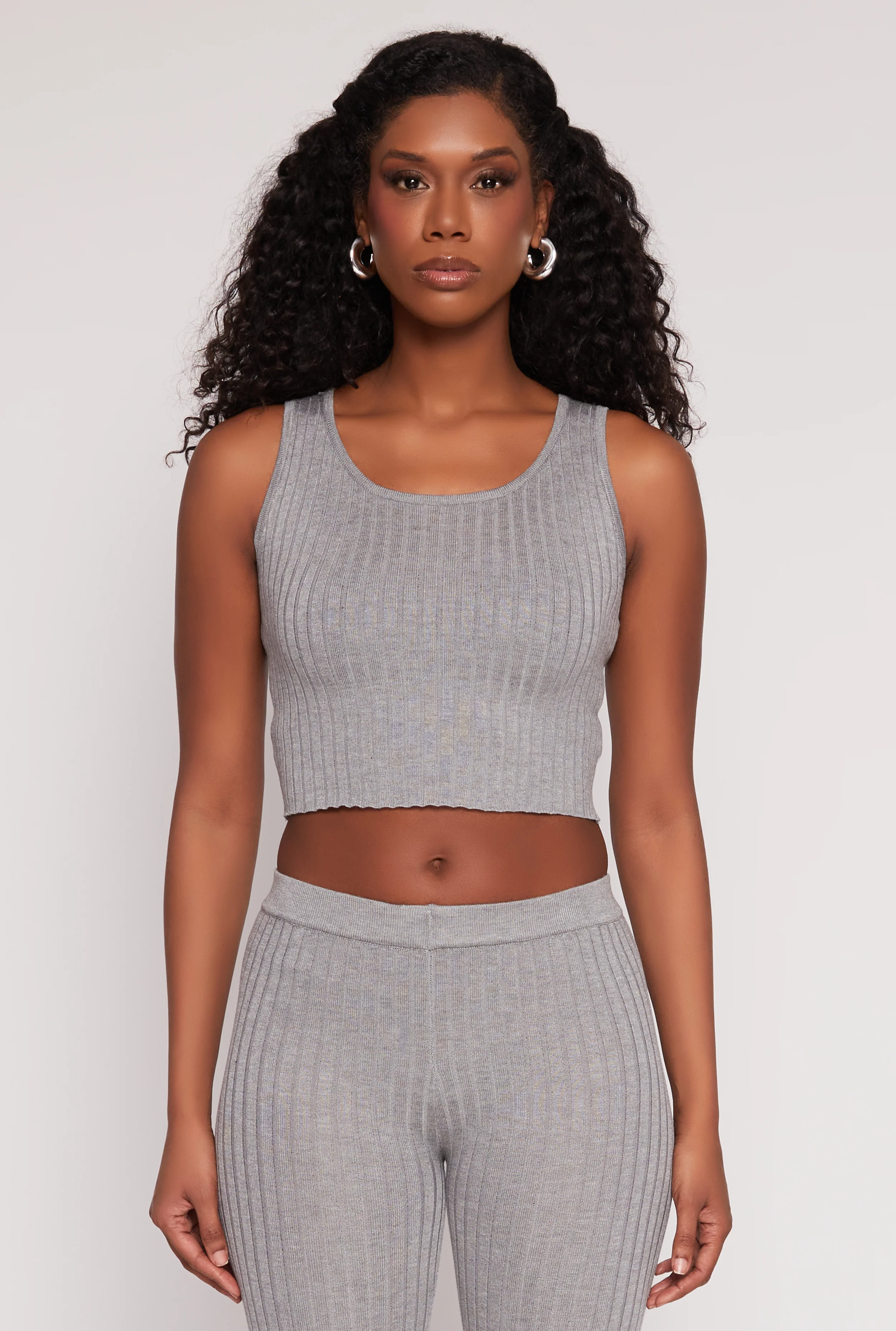 Daisy Ribbed Knit Cropped Tank Top