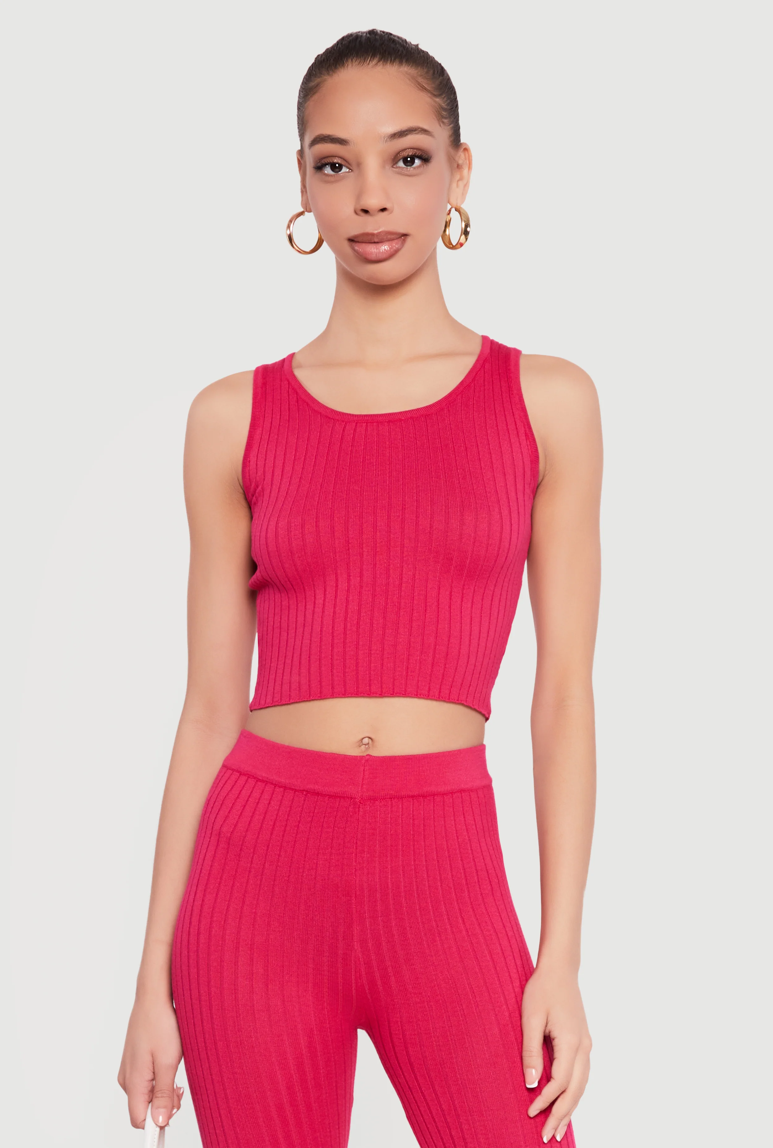 Daisy Ribbed Knit Cropped Tank Top