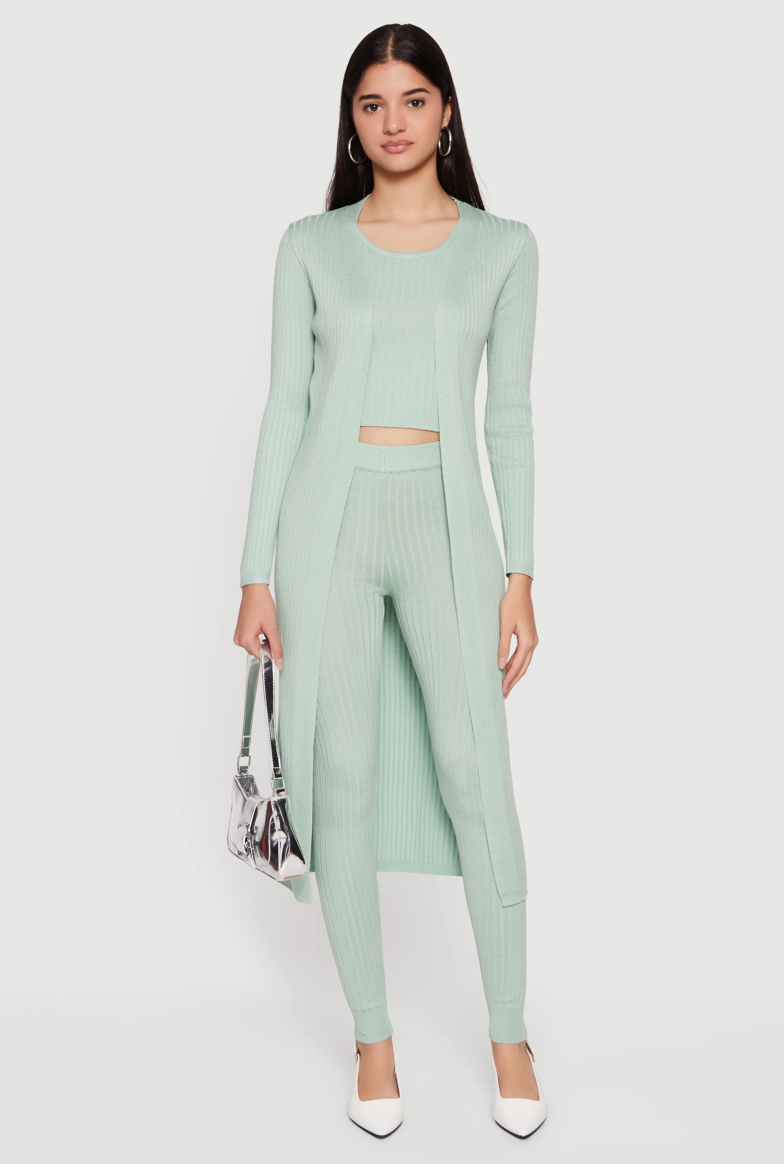 Daisy Ribbed Knit Open Front Duster