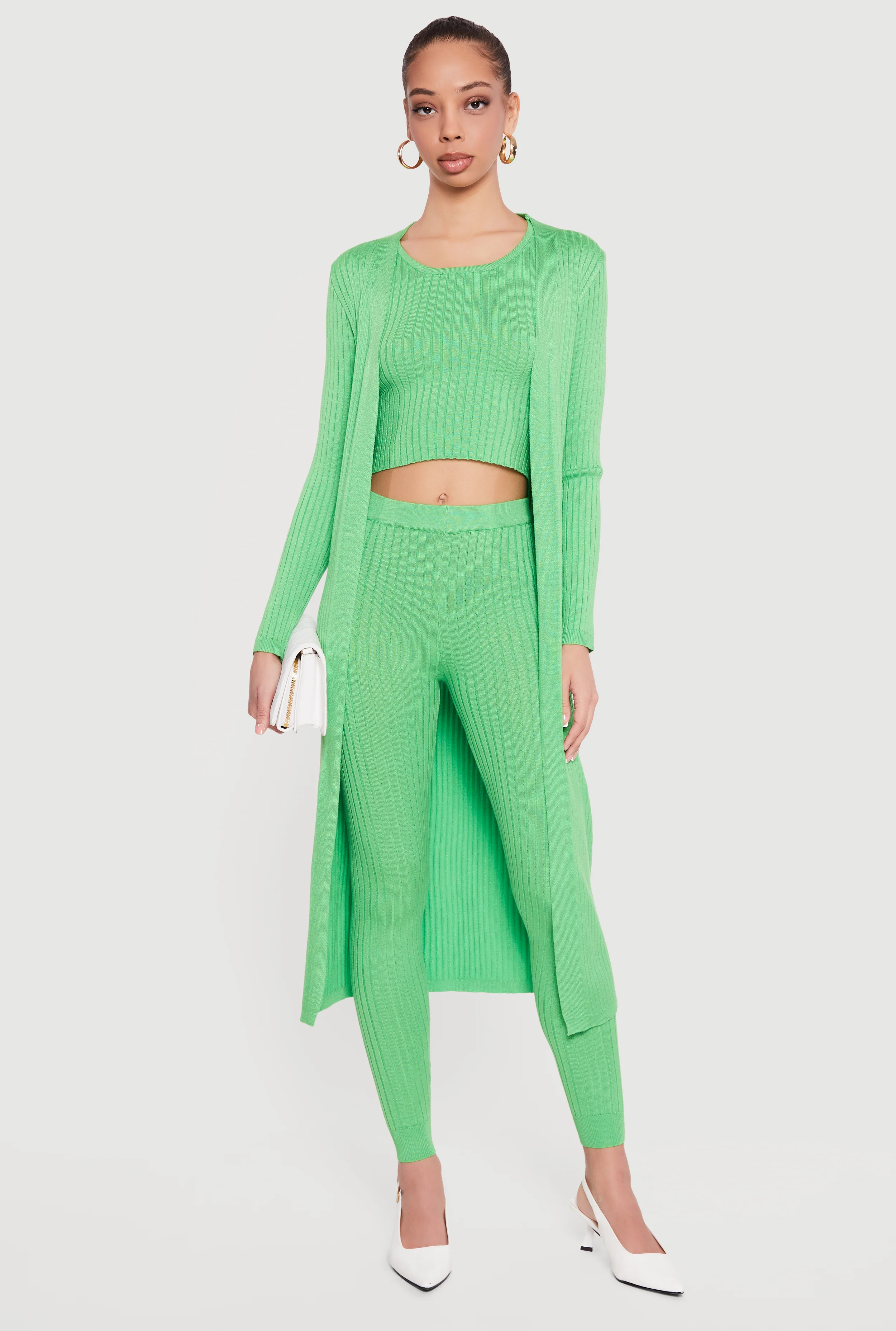 Daisy Ribbed Knit Open Front Duster