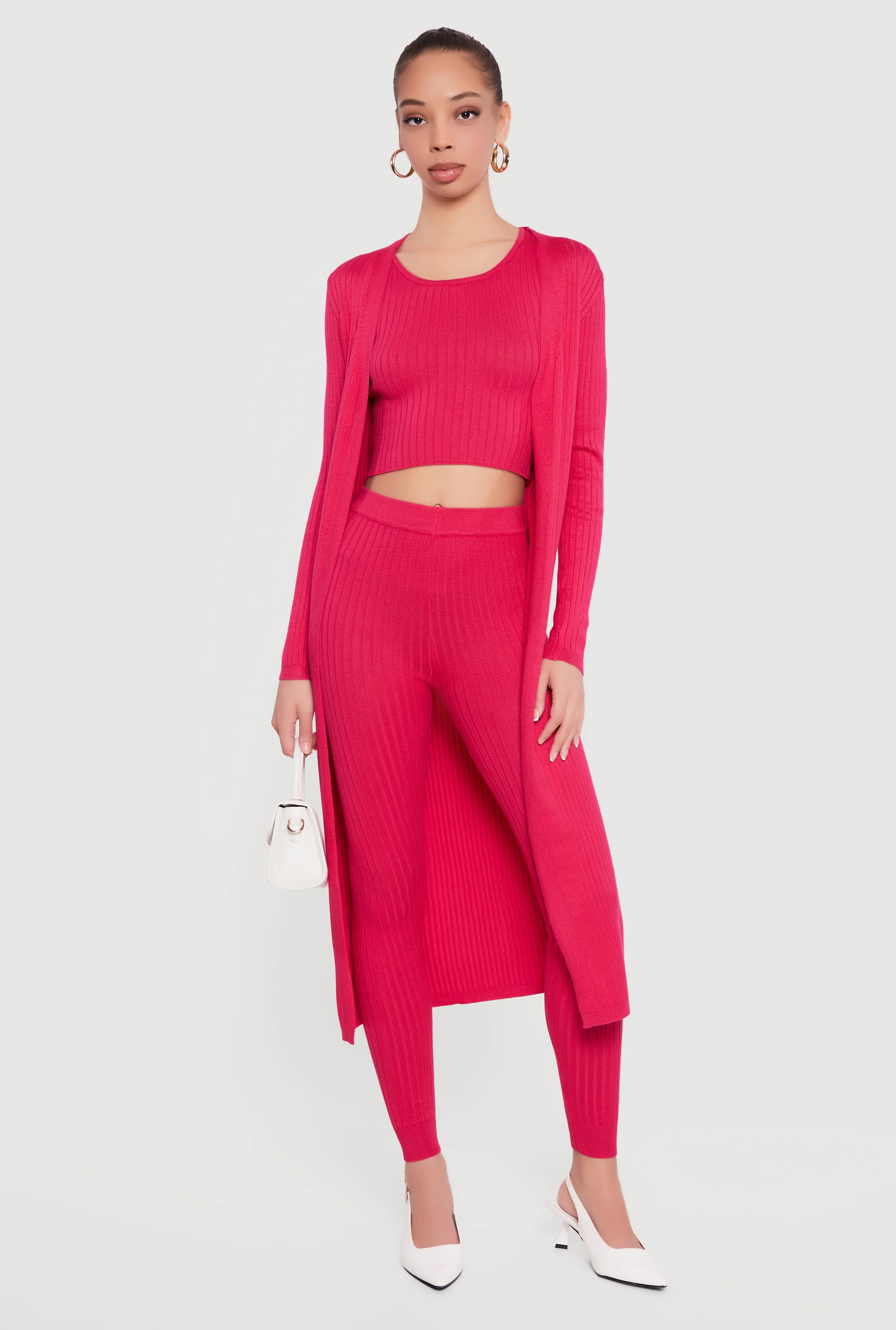 Daisy Ribbed Knit Open Front Duster