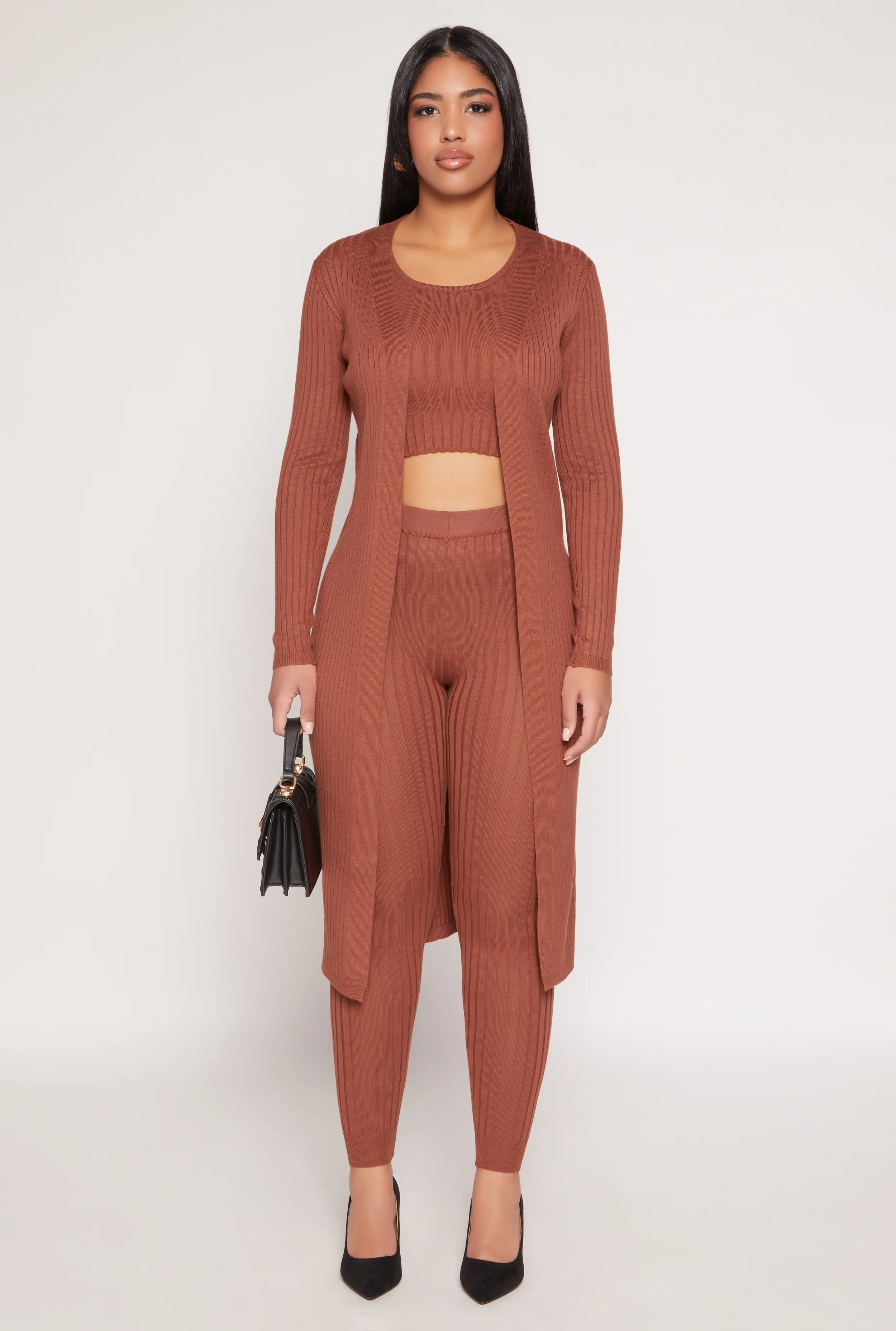Daisy Ribbed Knit Open Front Duster