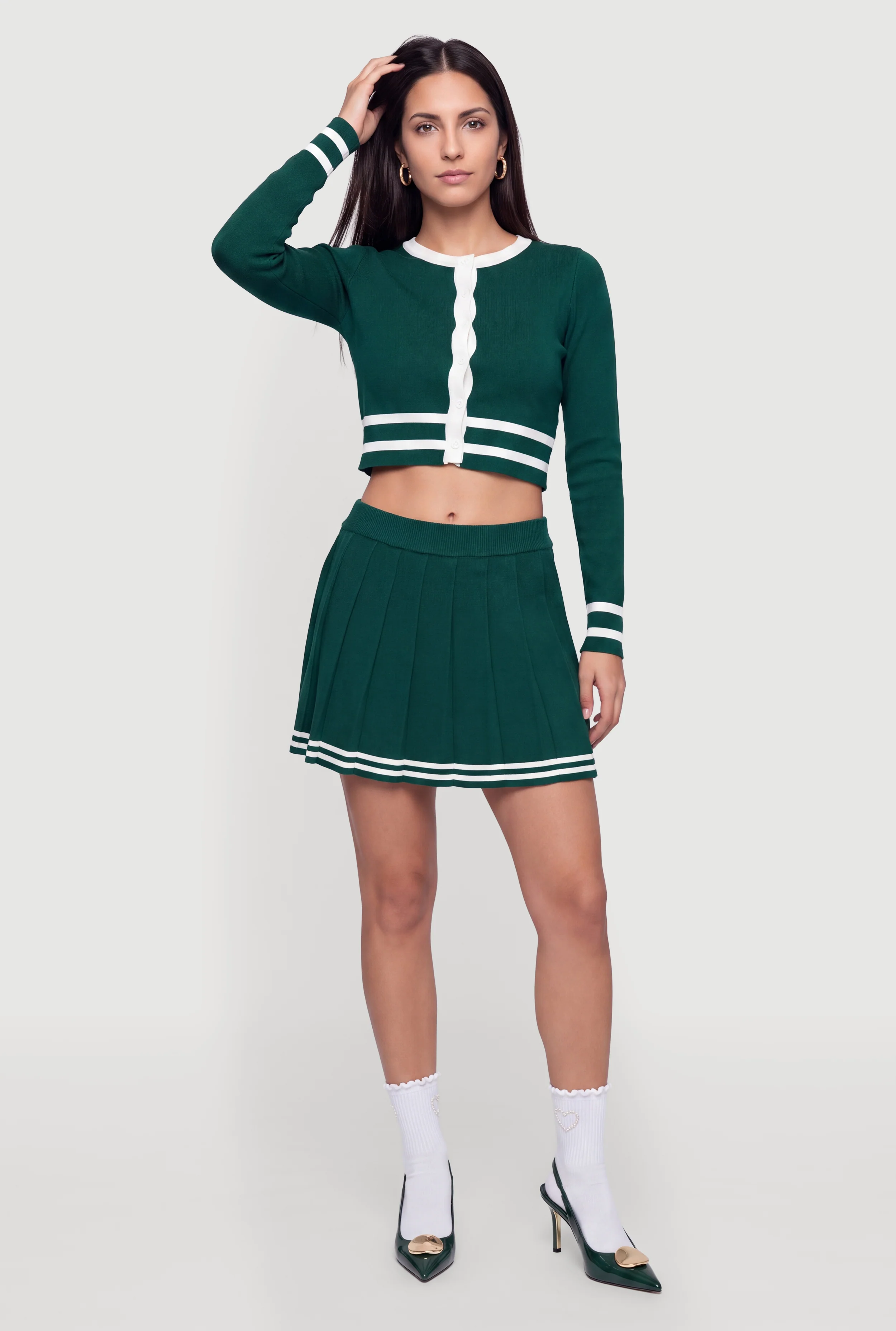 Varsity Stripe Pleated Mini Skort