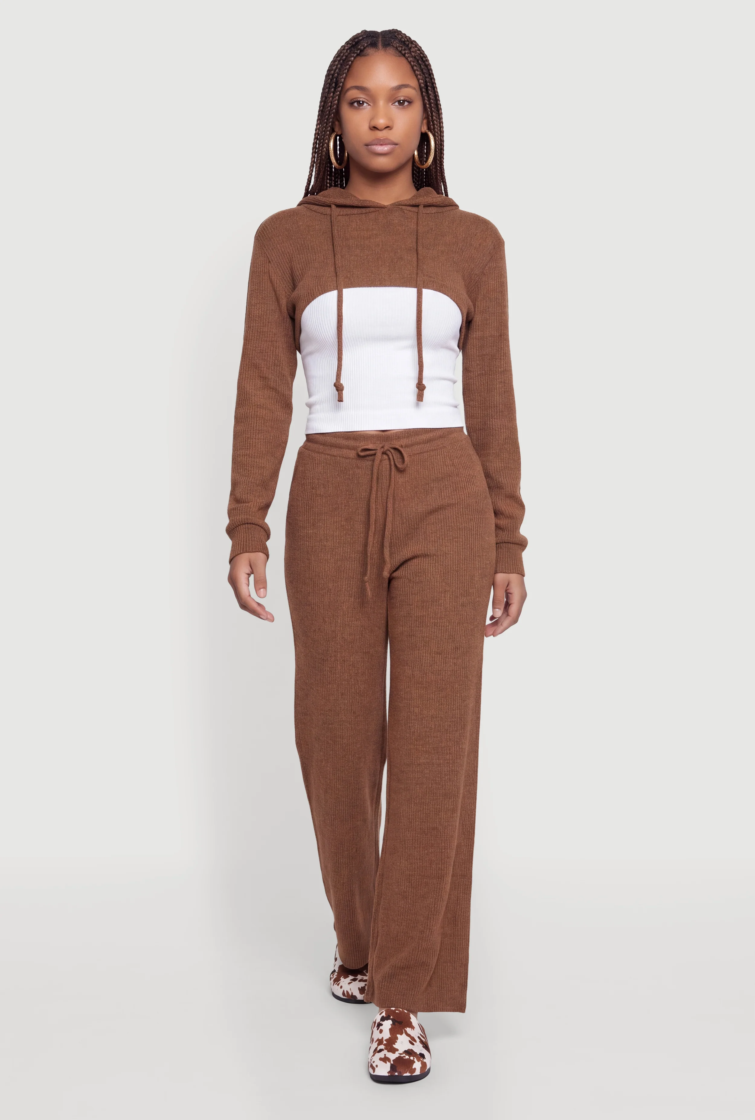 Drawstring Waist Wide Leg Pull On Pants