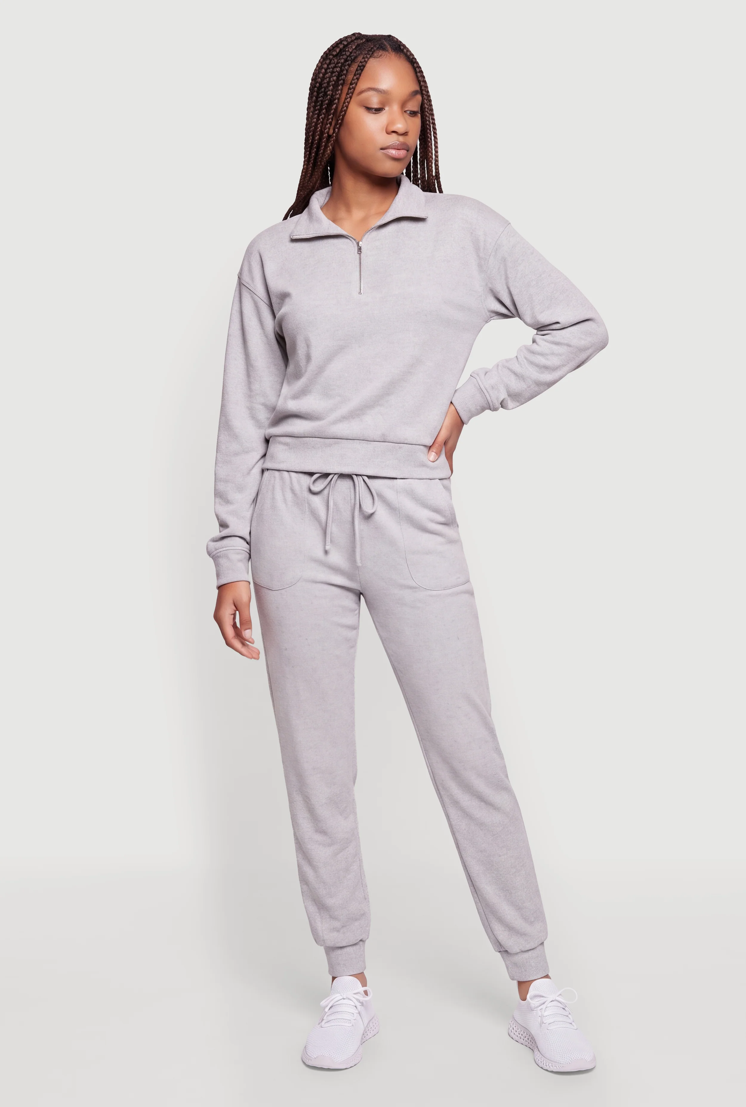 Brushed Ribbed Knit Drawstring Joggers