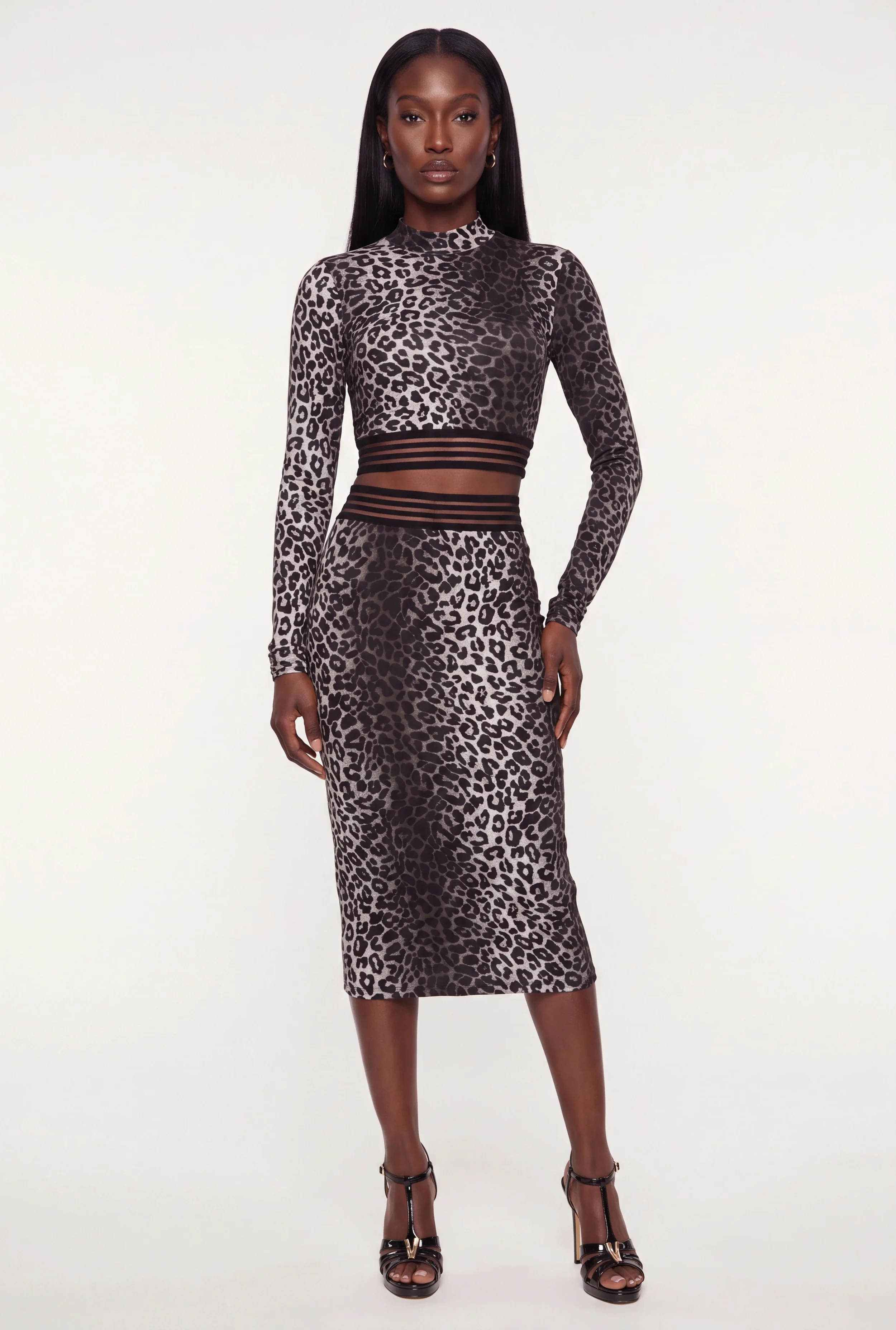 Leopard Print Pencil Midi Skirt