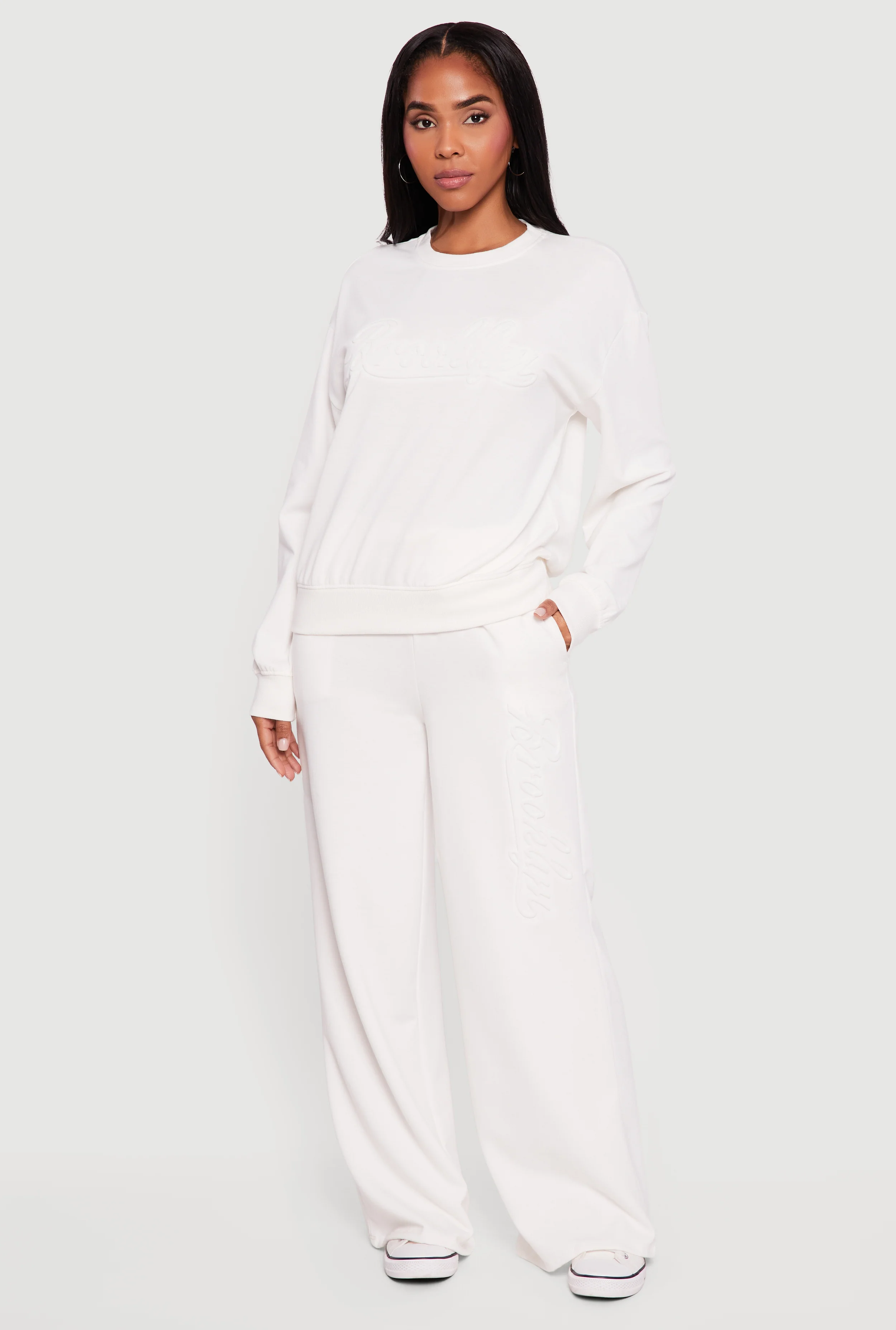 Brooklyn Embosses Graphic High Waisted Sweatpants