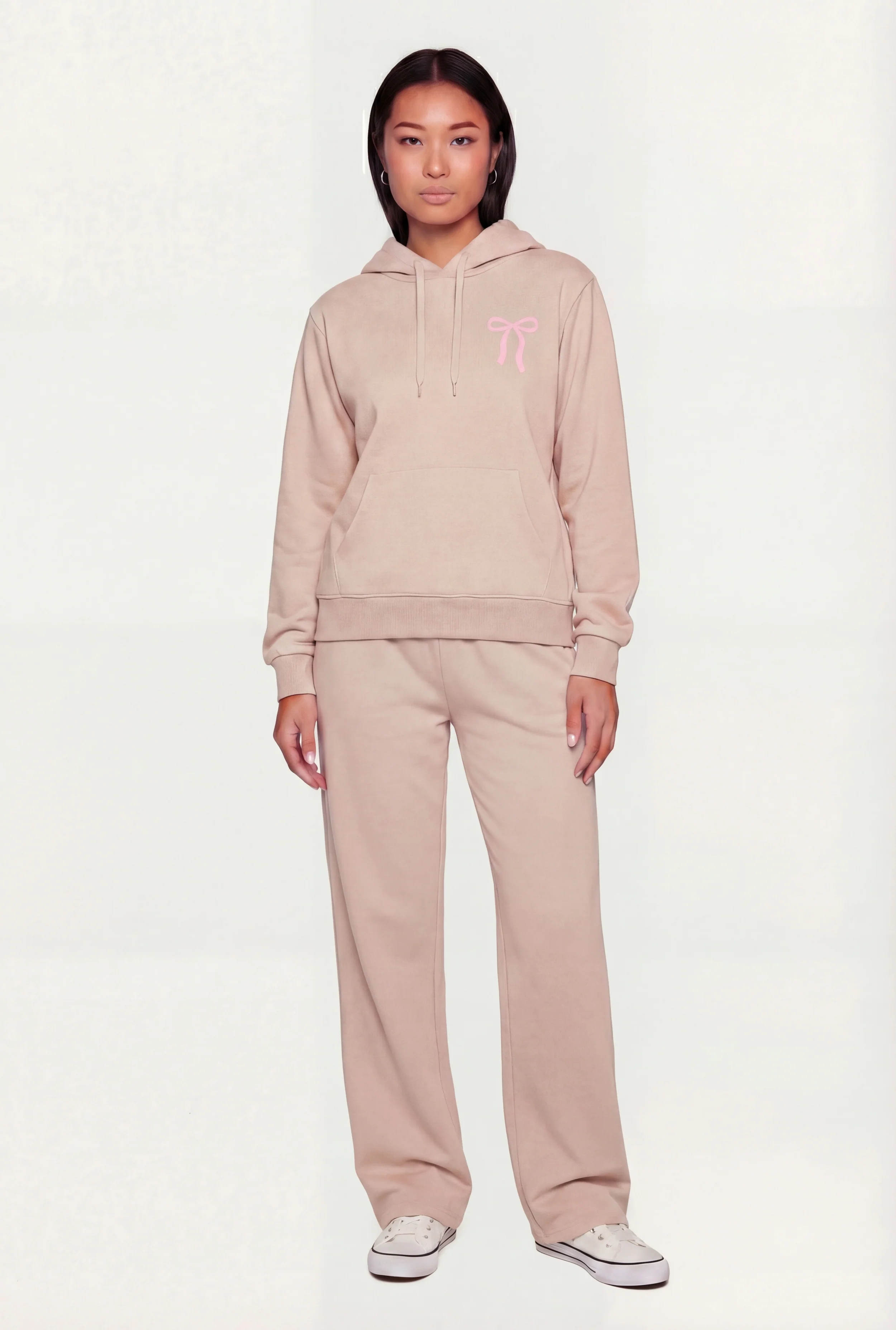 Bow Graphic High Waisted Wide Leg Sweatpants