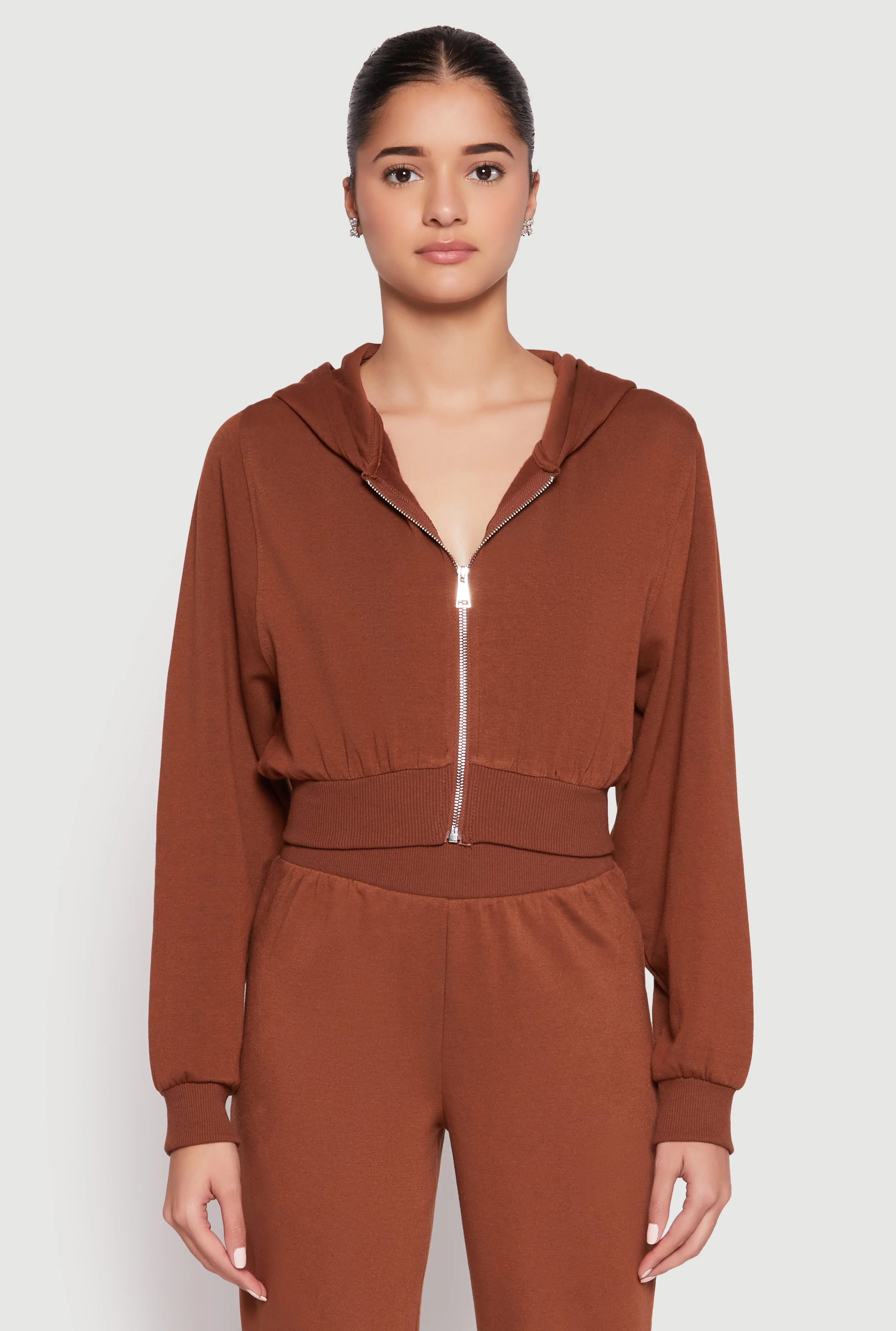 Zip Front Cropped Hoodie