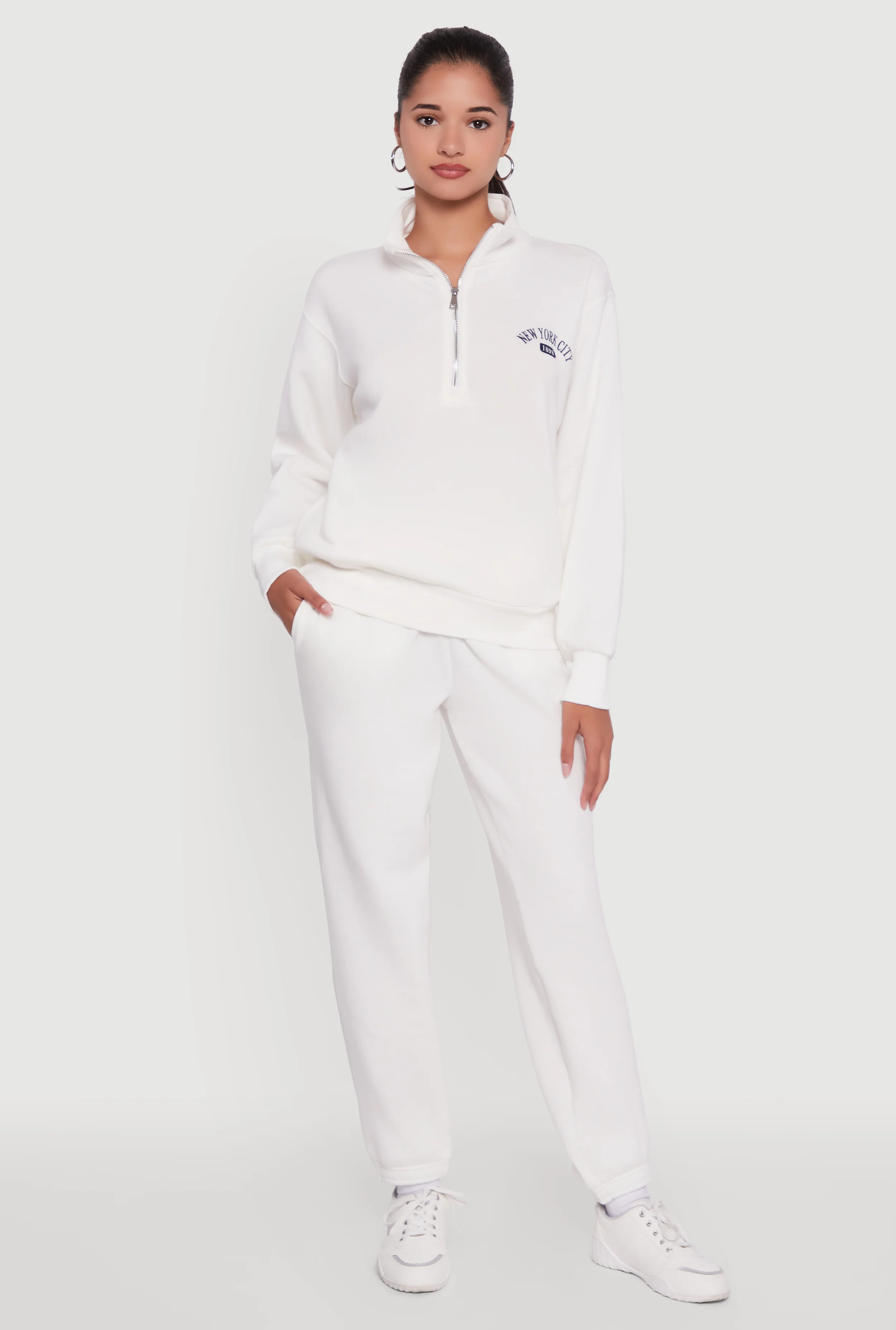 High Waisted Fleece Lined Elastic Waist Joggers