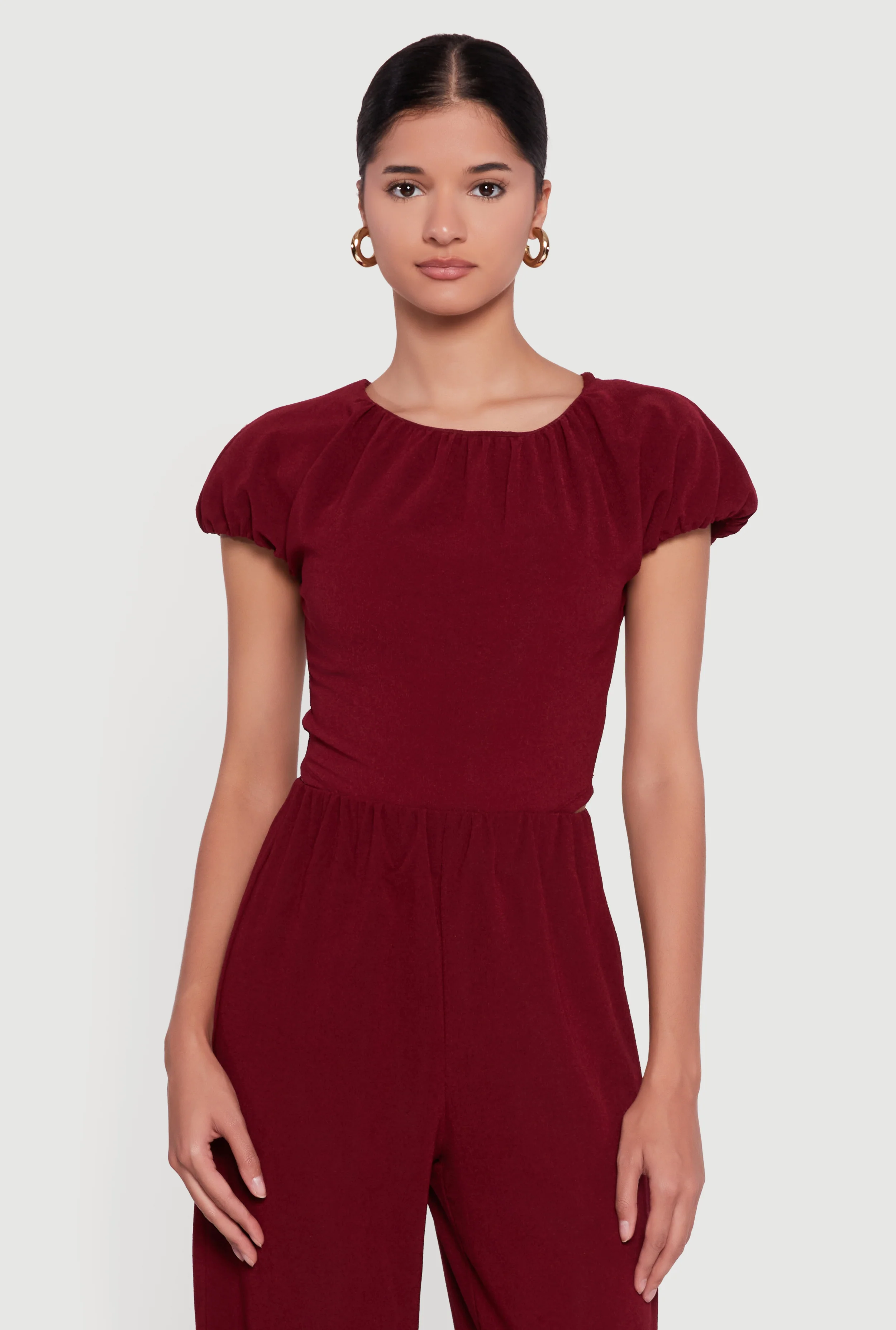 Slit Back Puff Sleeve Crop Top