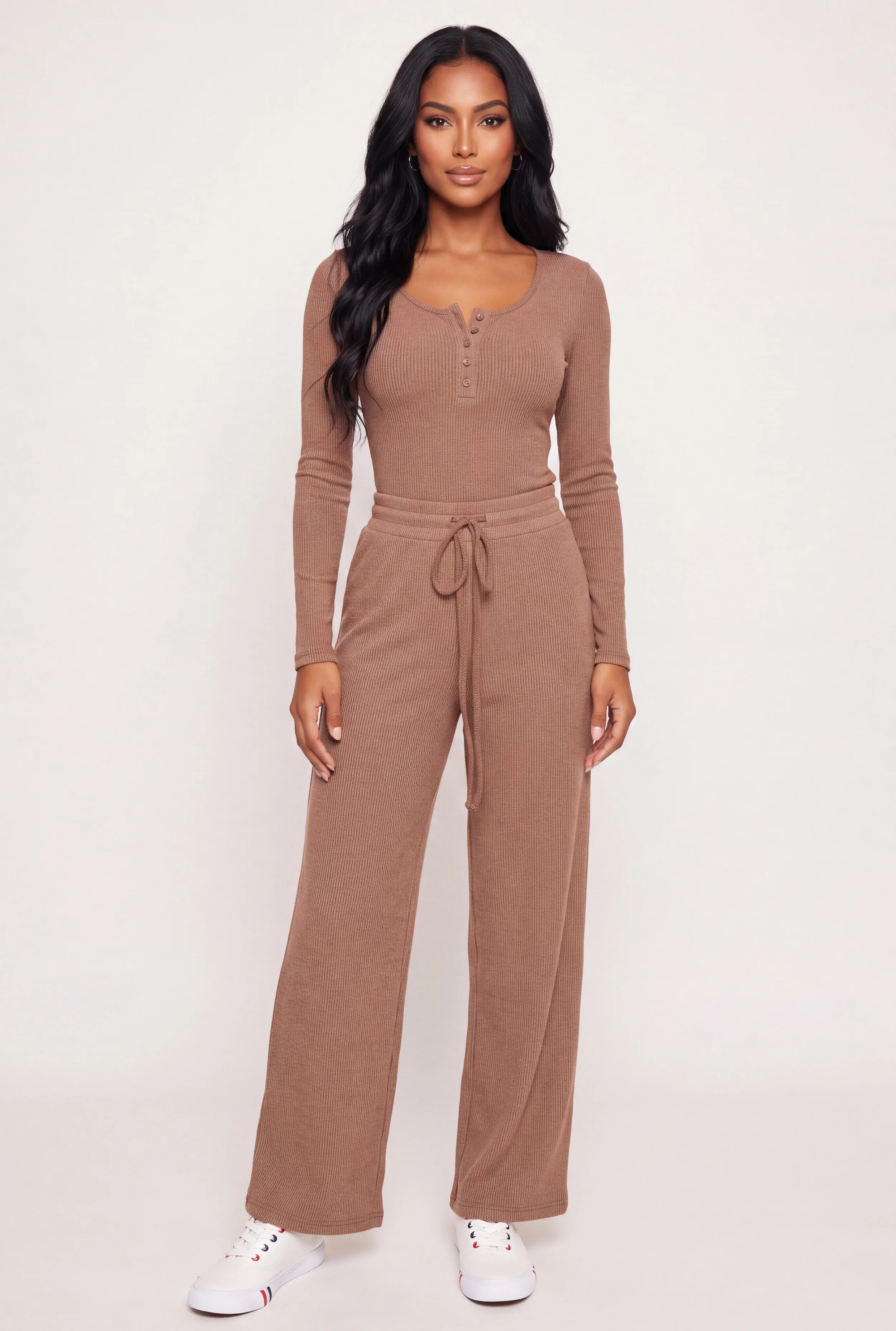 Drawstring Waist Wide Leg Pull On Casual Pants