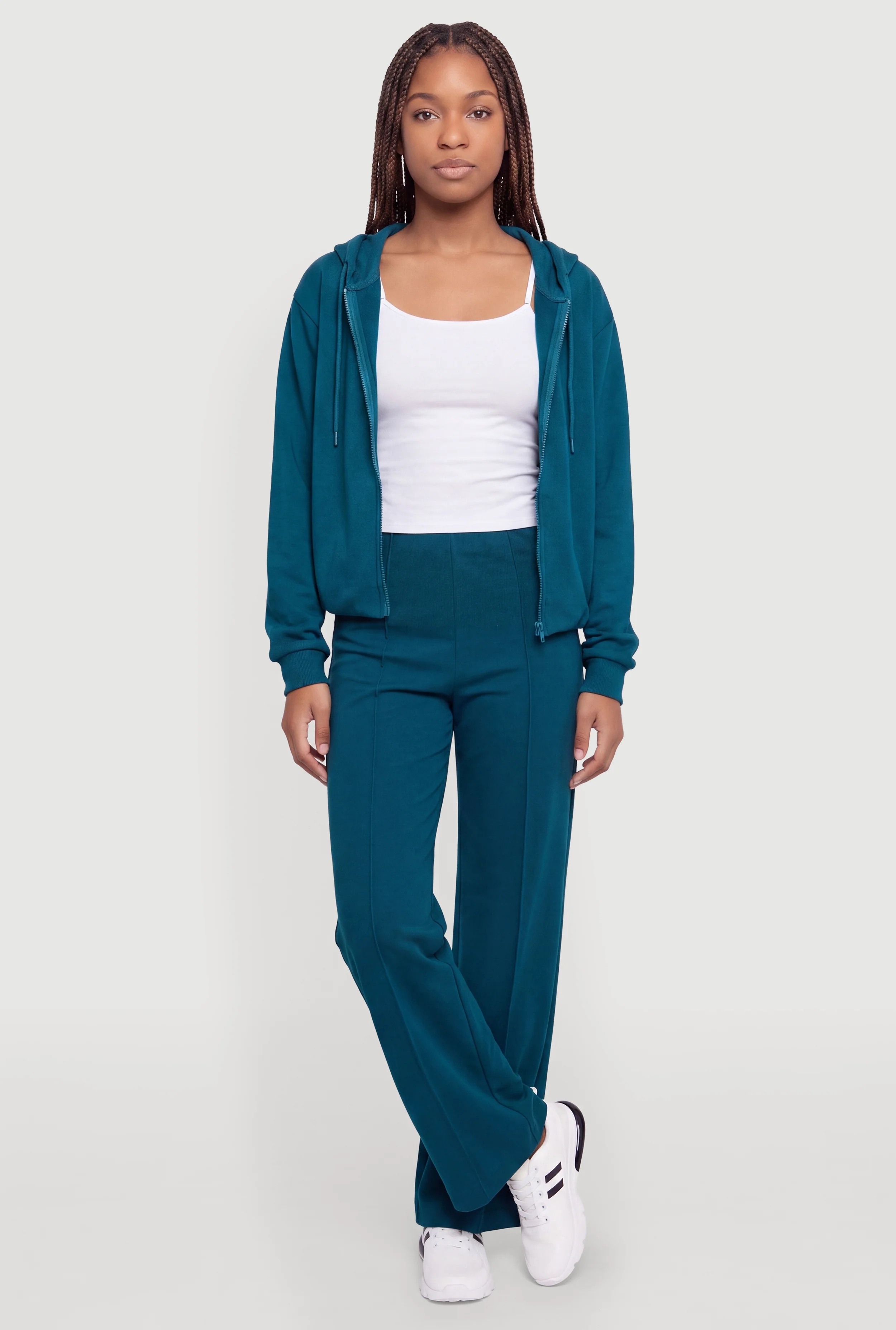Pintuck Detail Wide Leg Pull On Pants