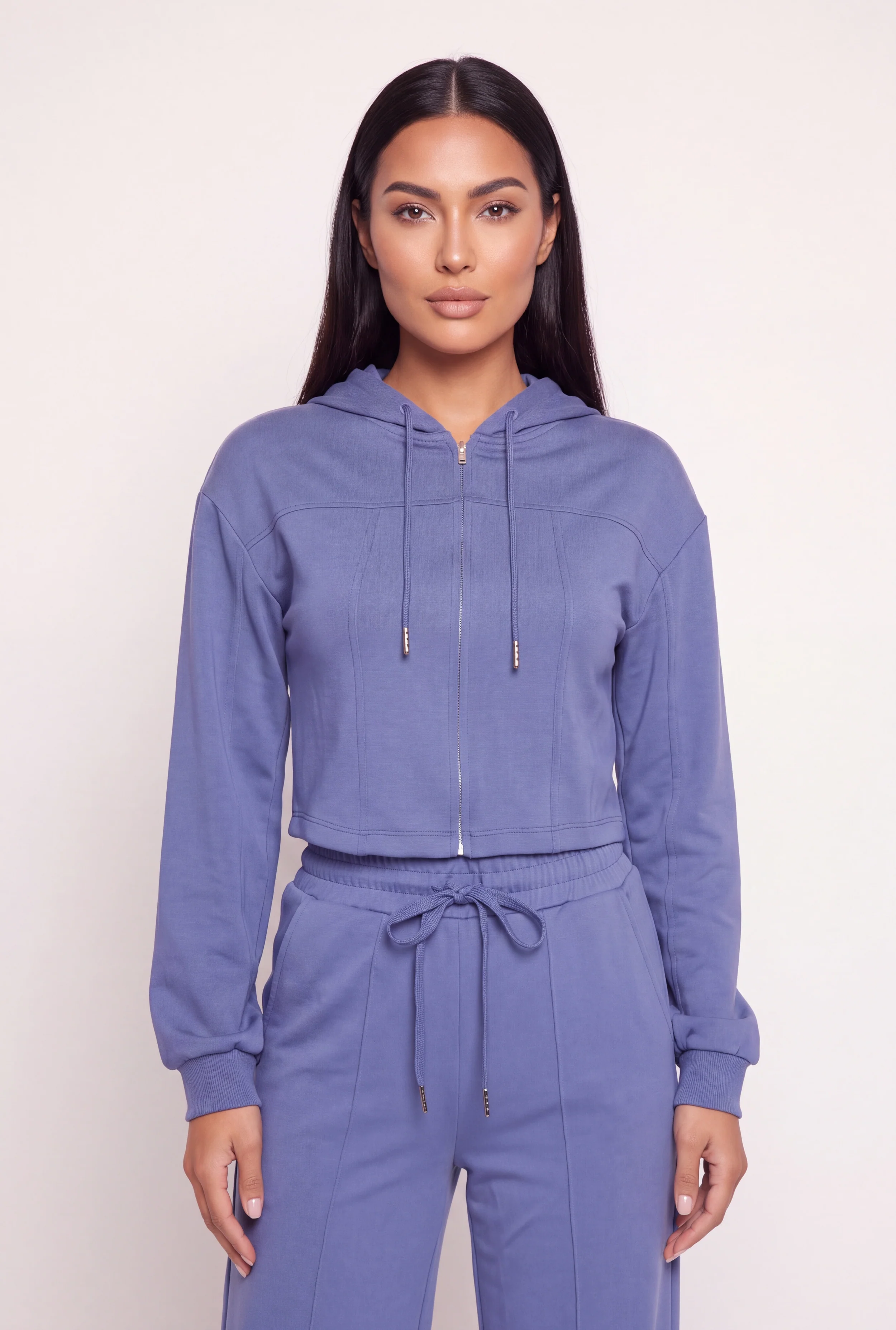 Drop Shoulder Cropped Hooded Sweatshirt